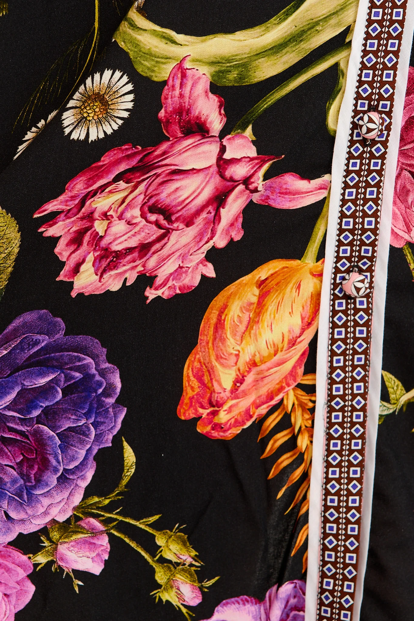 Dusk Soiree Shirt Dress in Black with Multi Floral - Image 11