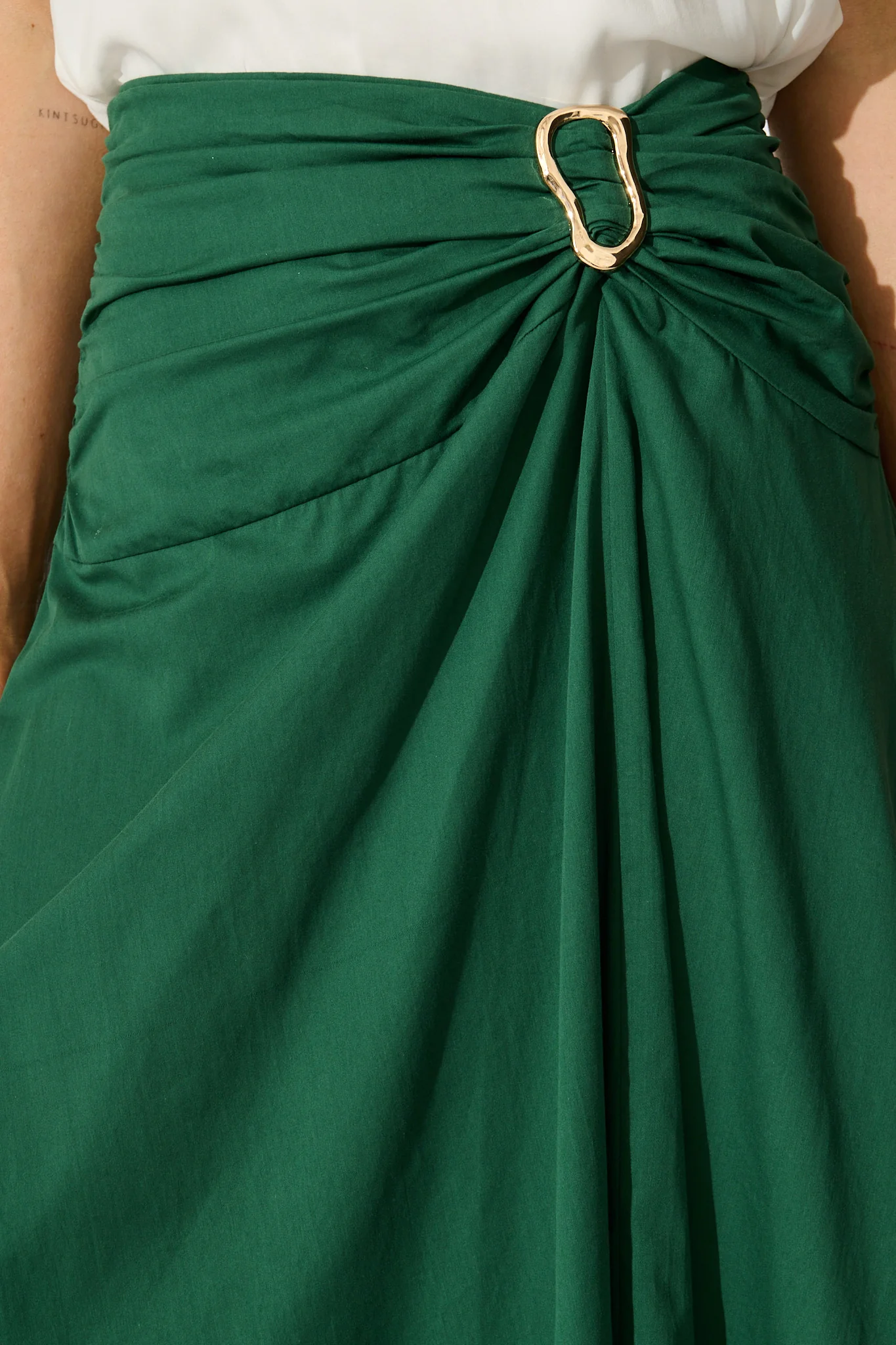 Dusk to Dawn Maxi Skirt in Emerald Cotton - Image 10