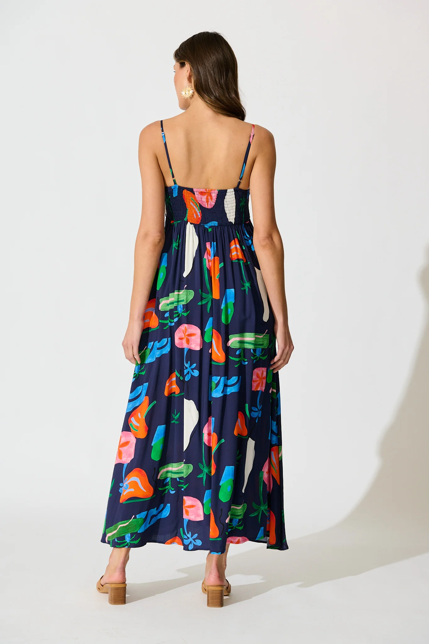 Dusky Petals Maxi Sundress in Navy Multi Print - Image 4