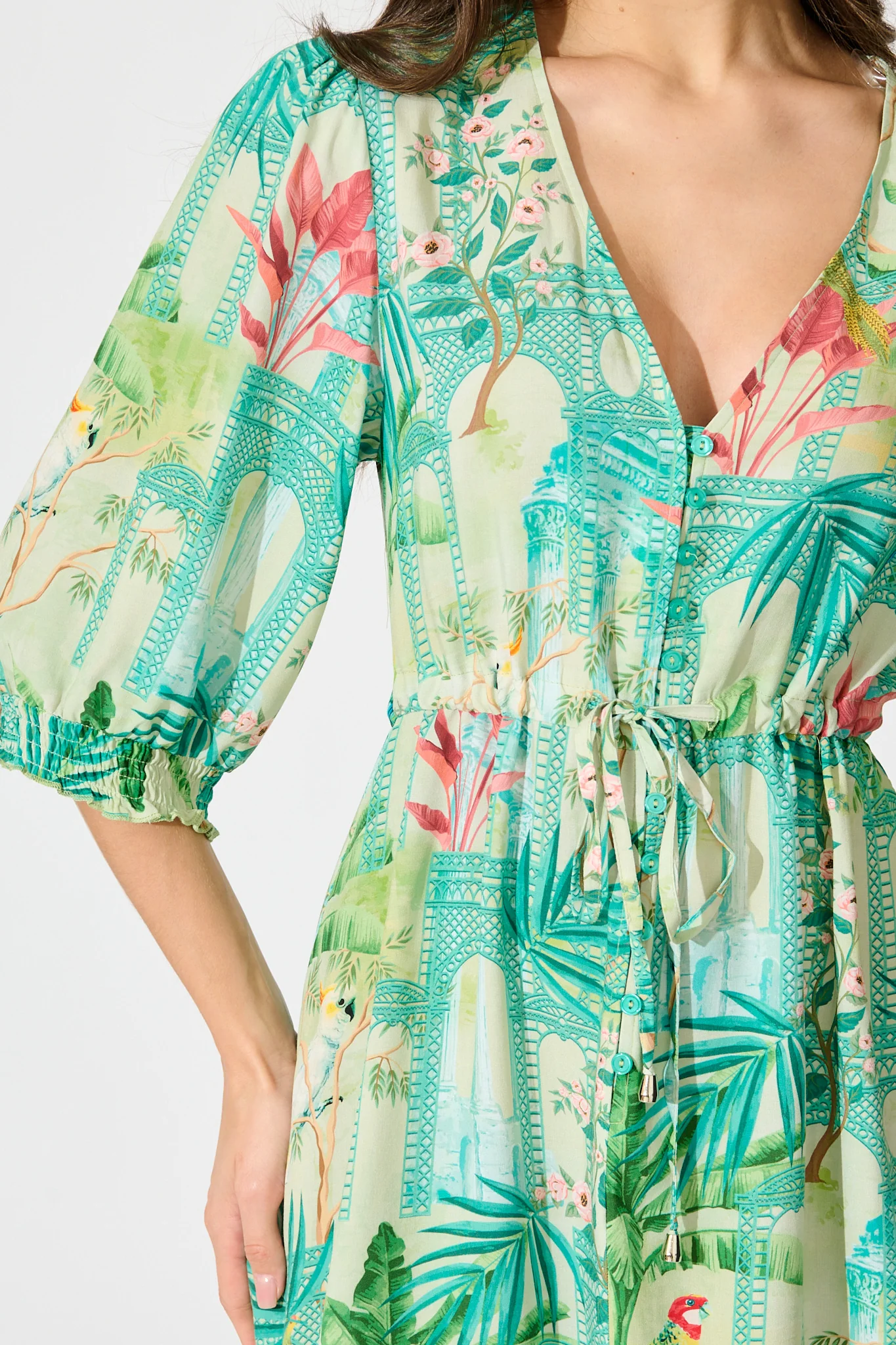 Ebbe Dress in Green Multi Patchwork Print - Image 5