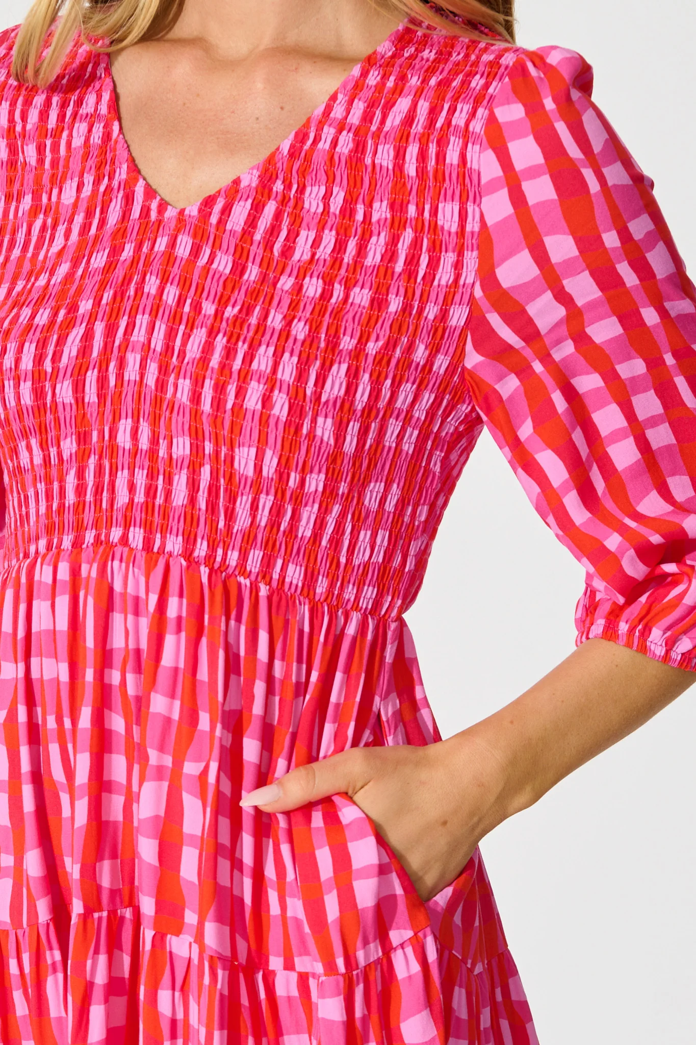 Echo Dress in Multi Pink Gingham - Image 5