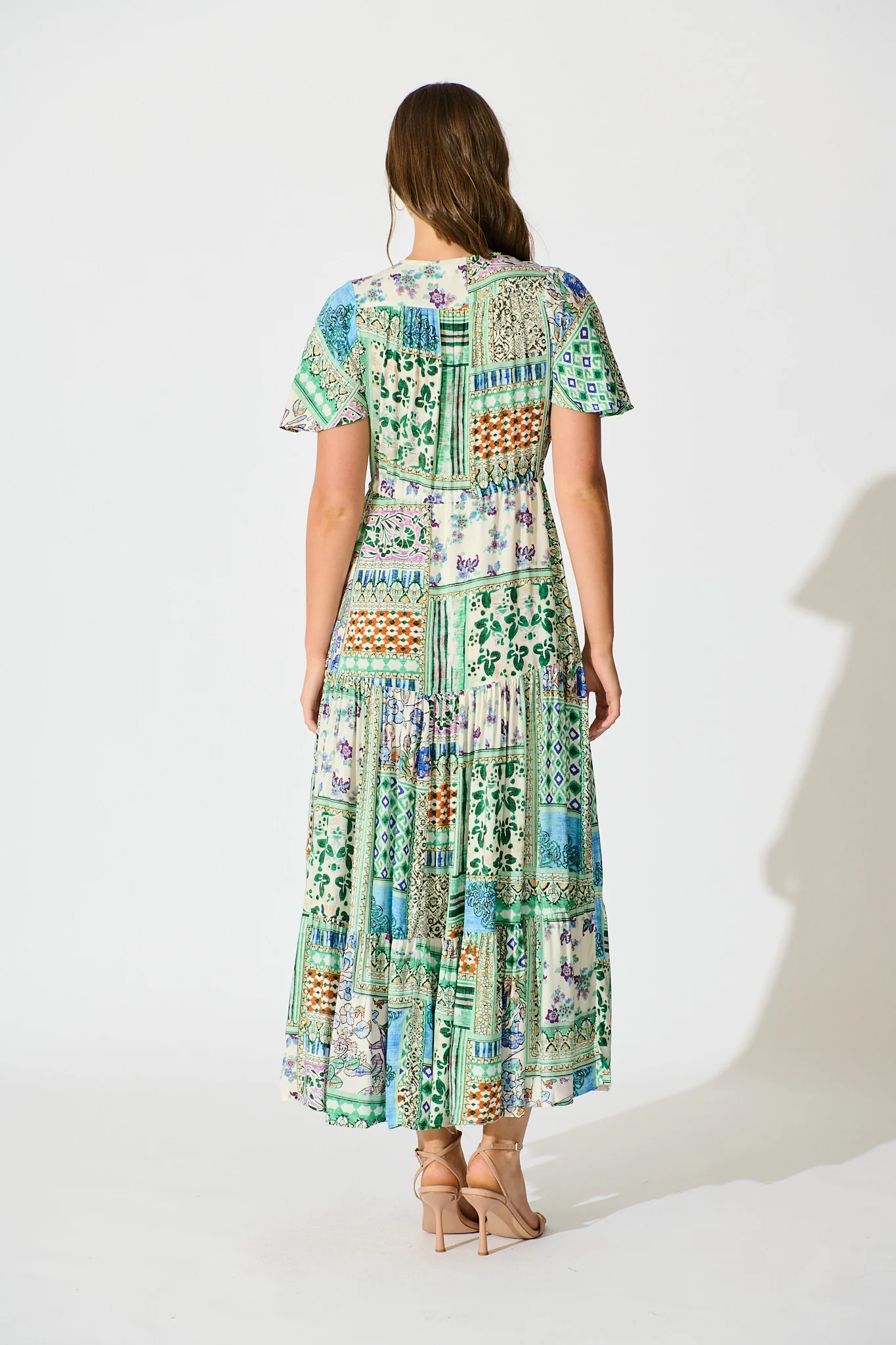 Edda Maxi Dress in Green Multi Patchwork - Image 4