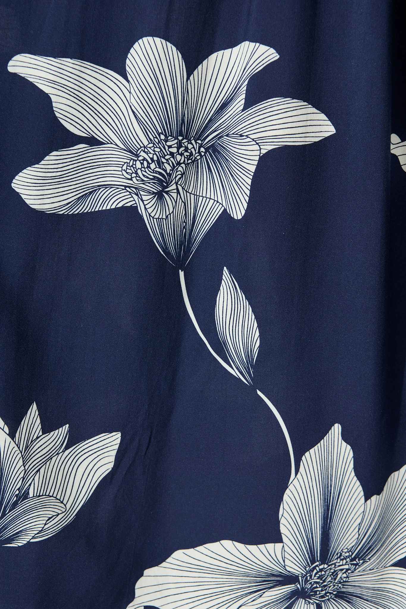 Eden Mist Midi Shirt Dress in Navy with White Floral Print - Image 6