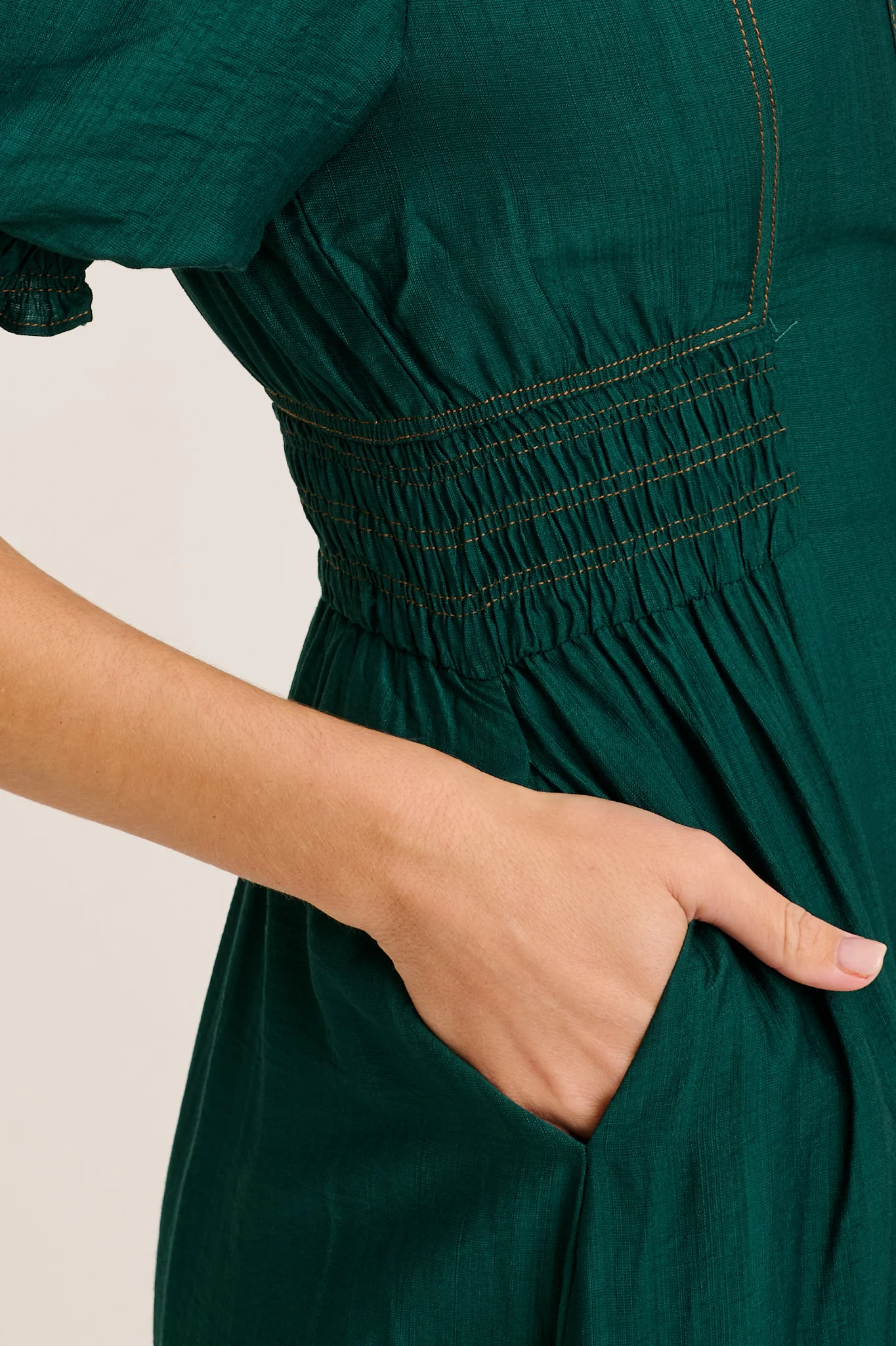 Elana Midi Shirt Dress in Green - Image 5