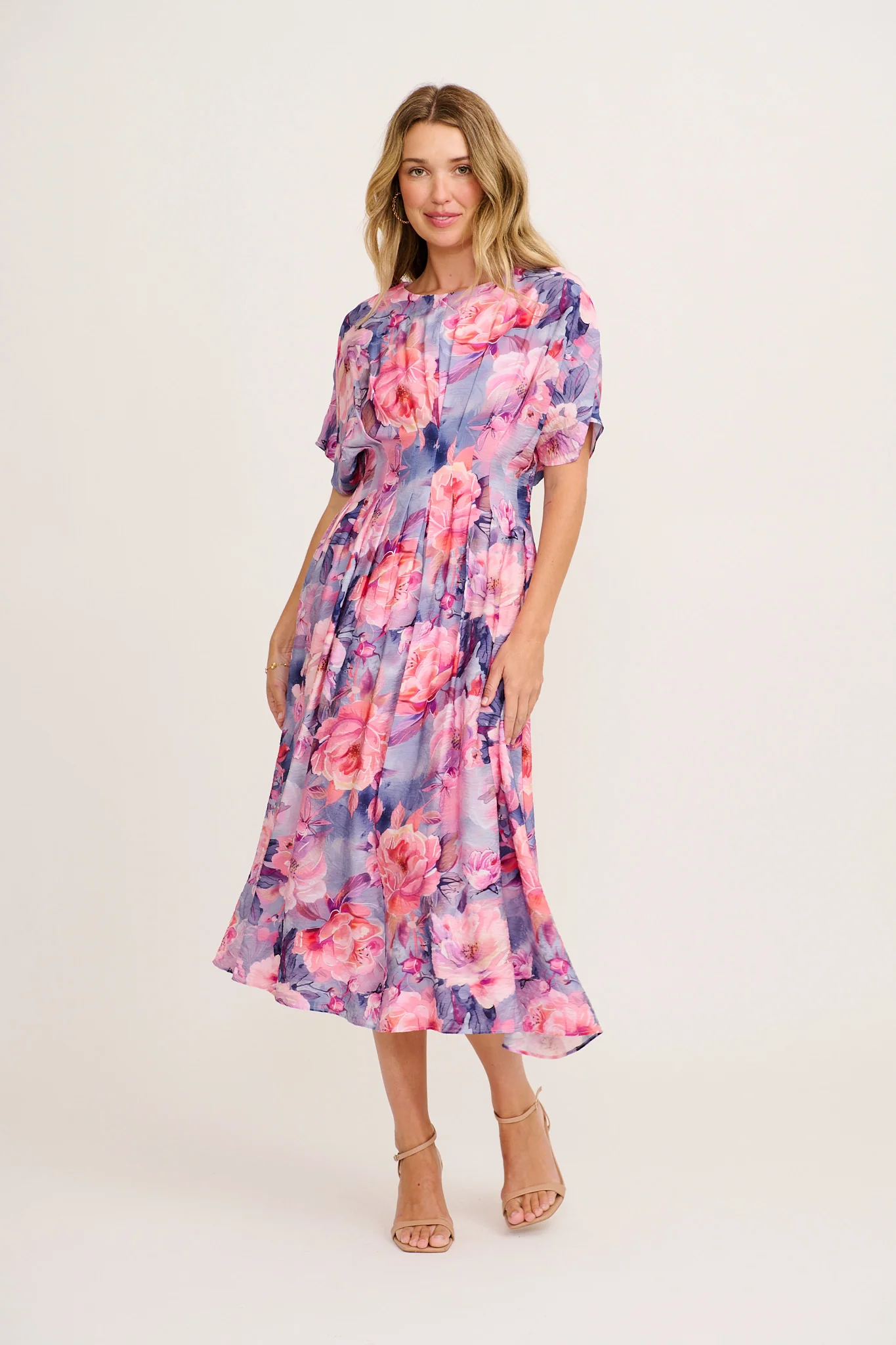Elegance Echo Maxi Dress in Blue with Lilac Floral