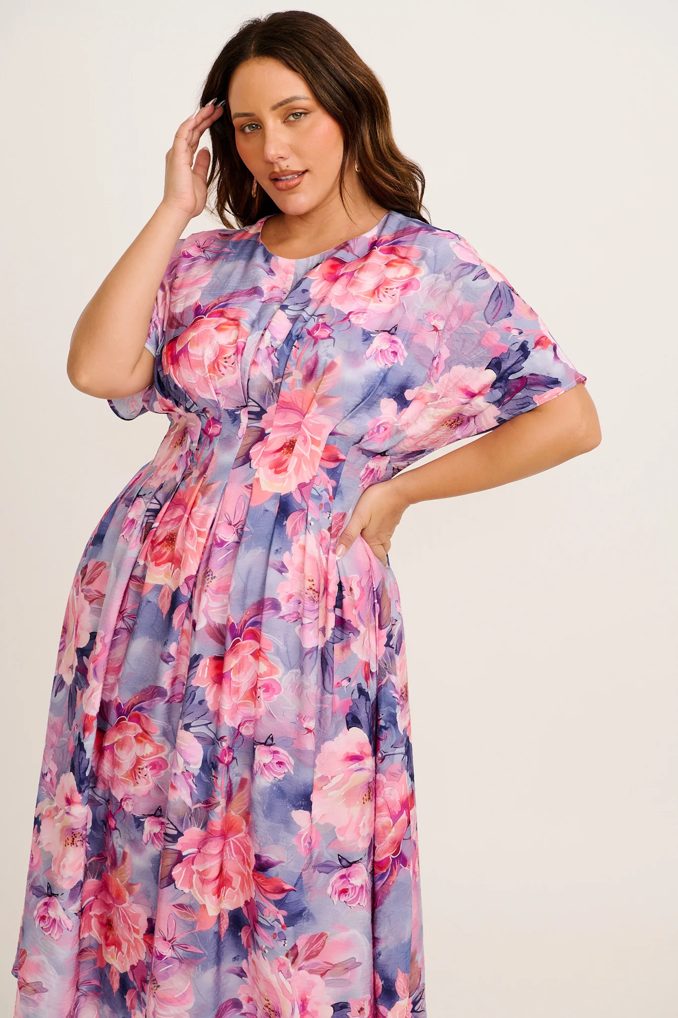 Elegance Echo Maxi Dress in Blue with Lilac Floral - Image 6