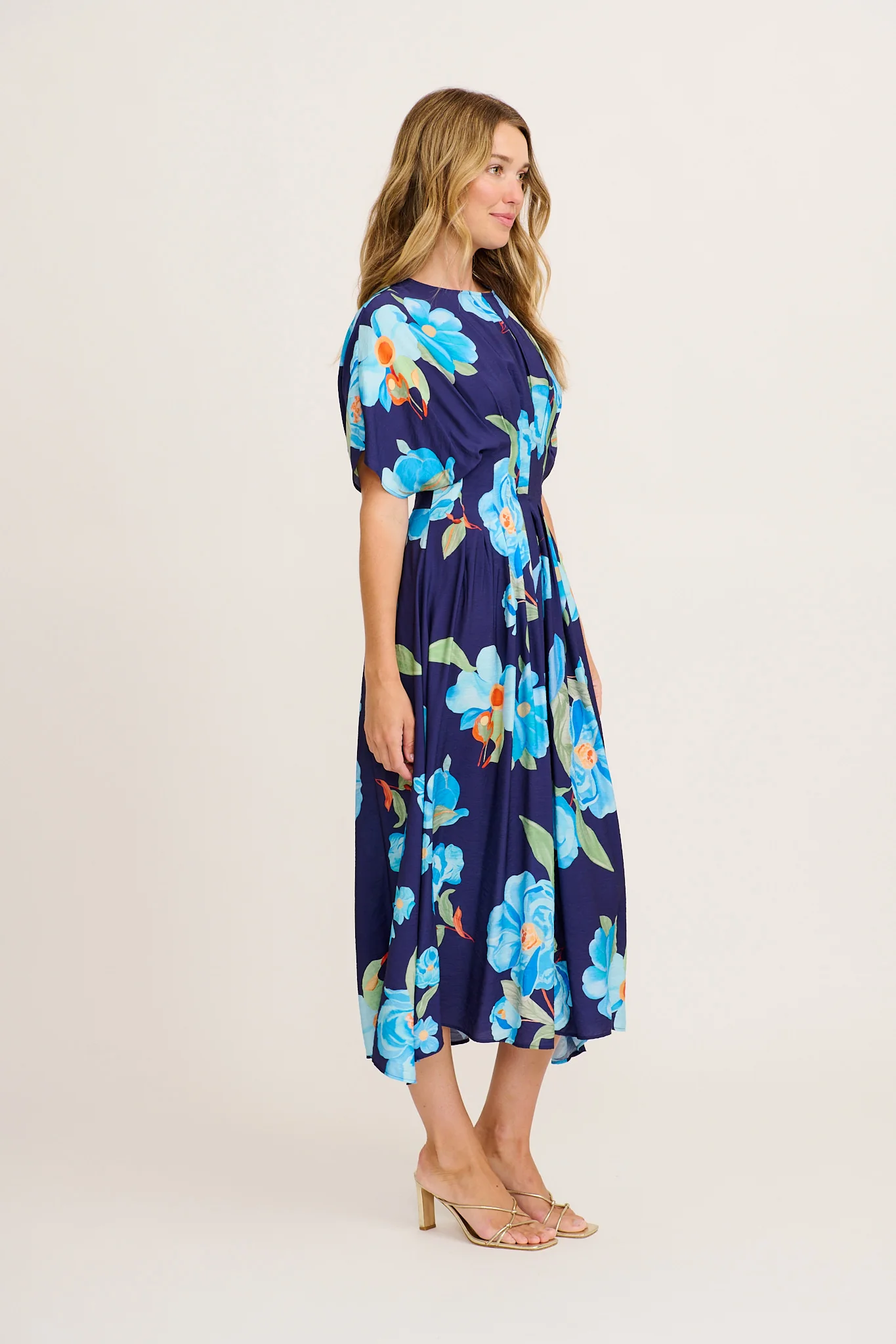 Elegance Echo Maxi Dress in Navy with Blue Floral - Image 3