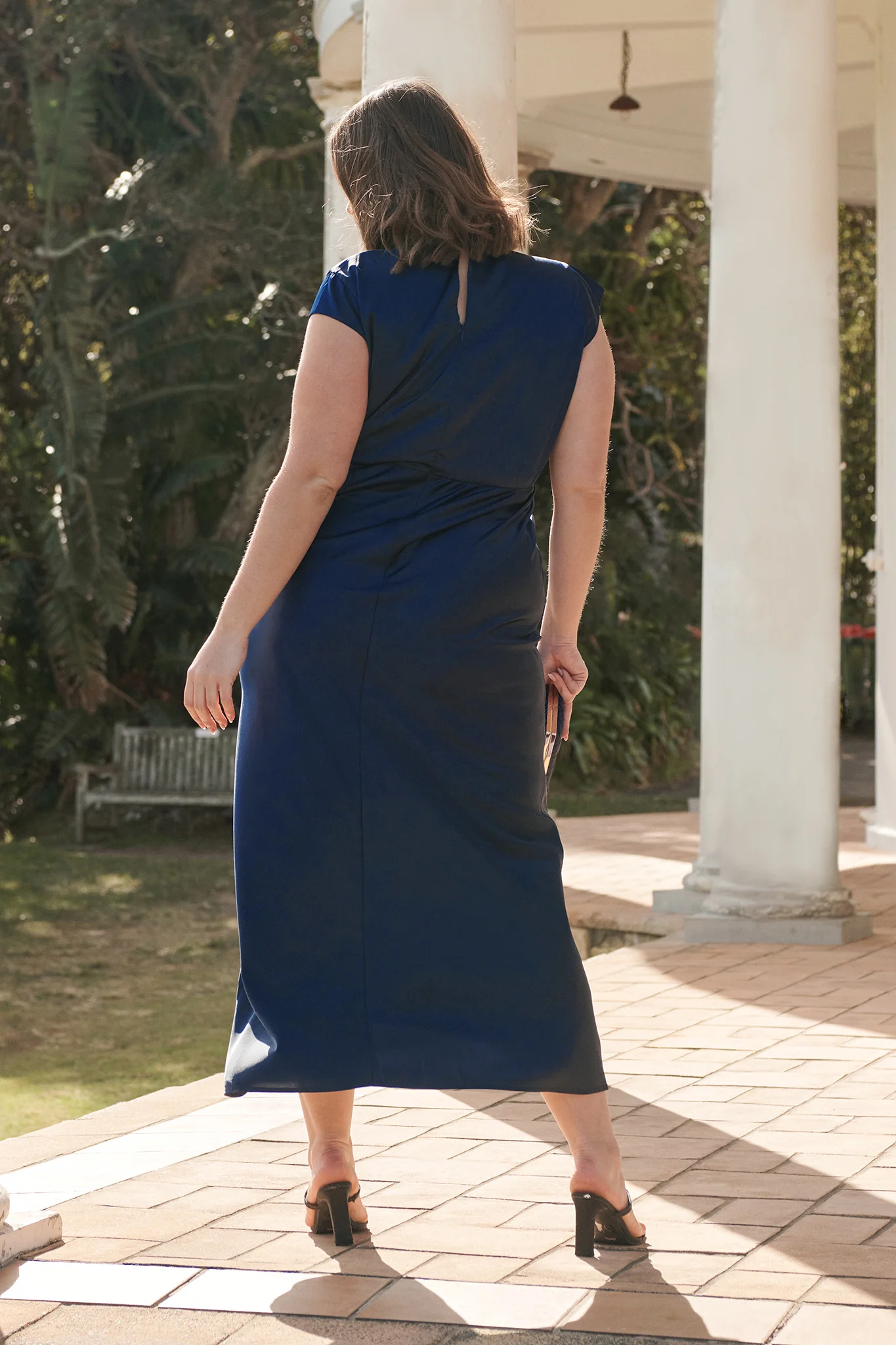 Elegant Devotion Maxi Dress in Navy Satin - Image 6