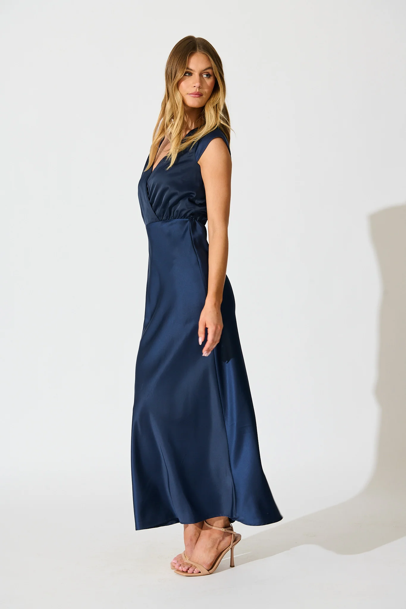 Elegant Devotion Maxi Dress in Navy Satin - Image 8