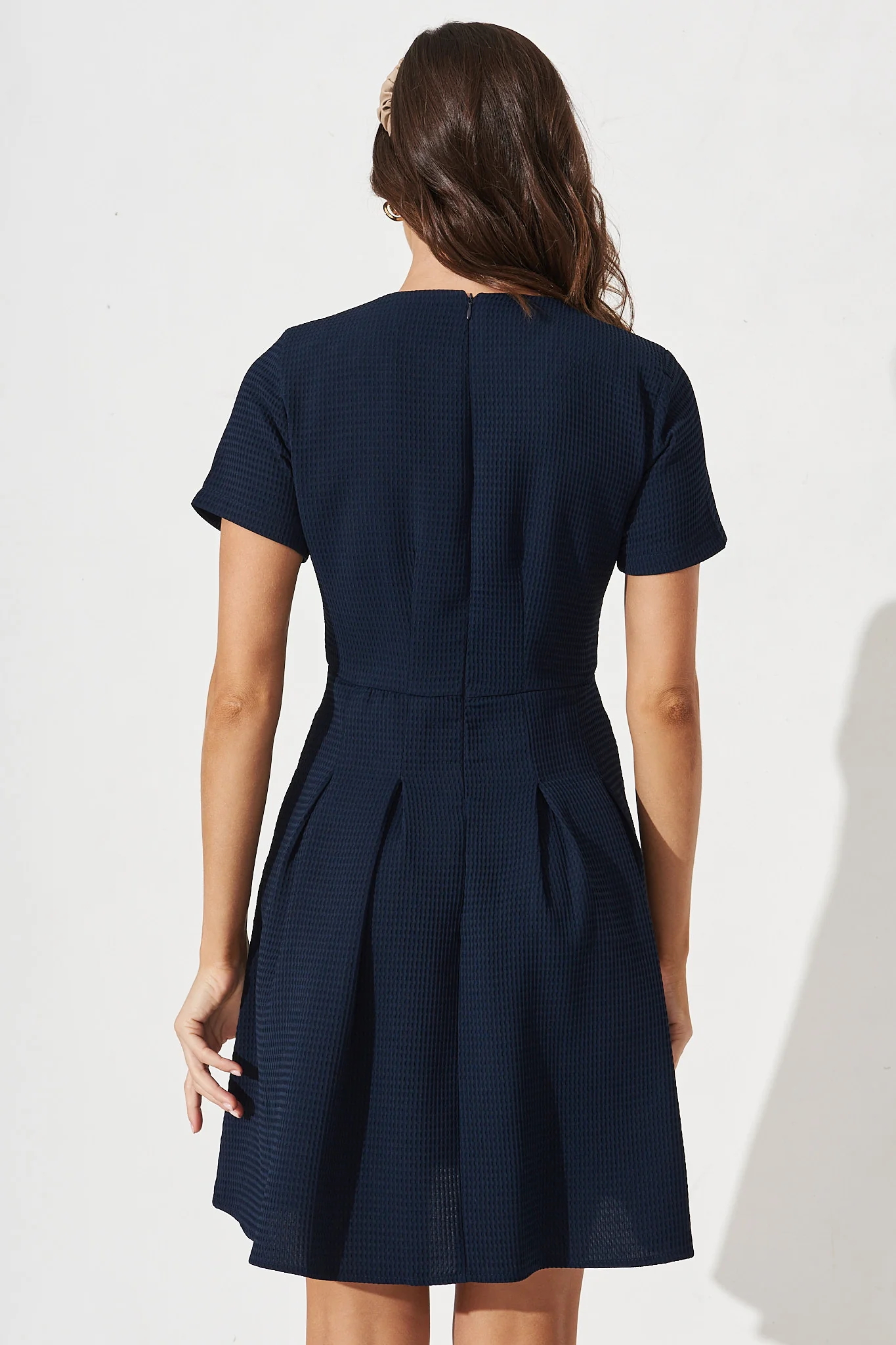 Elizabeth Dress In Textured Navy - Image 4