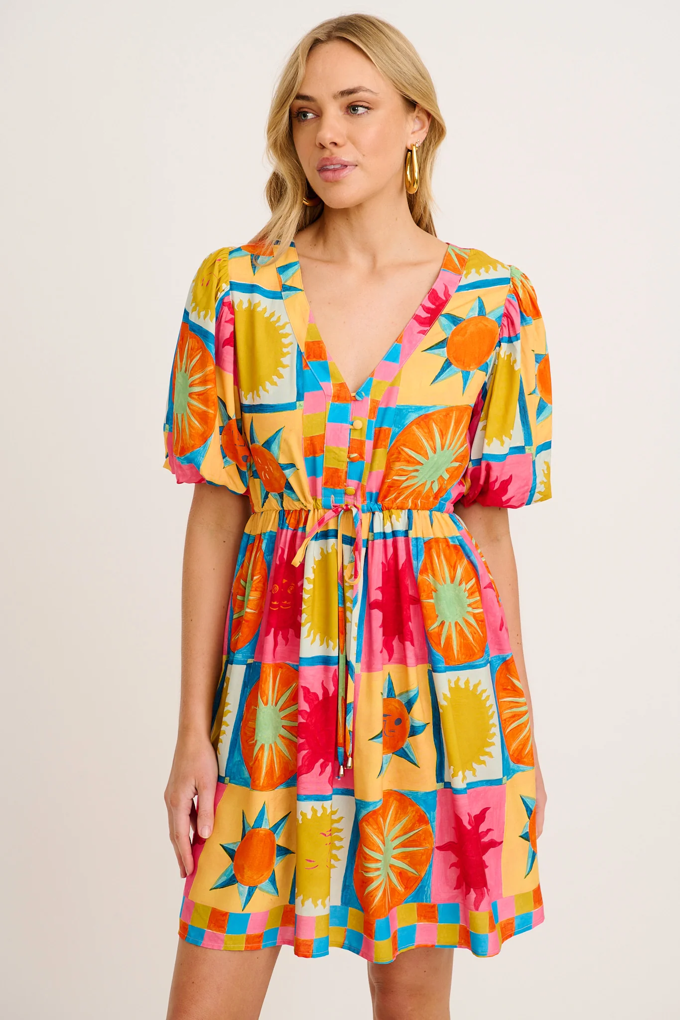 Elka Dress in Multi Tile Print - Image 2