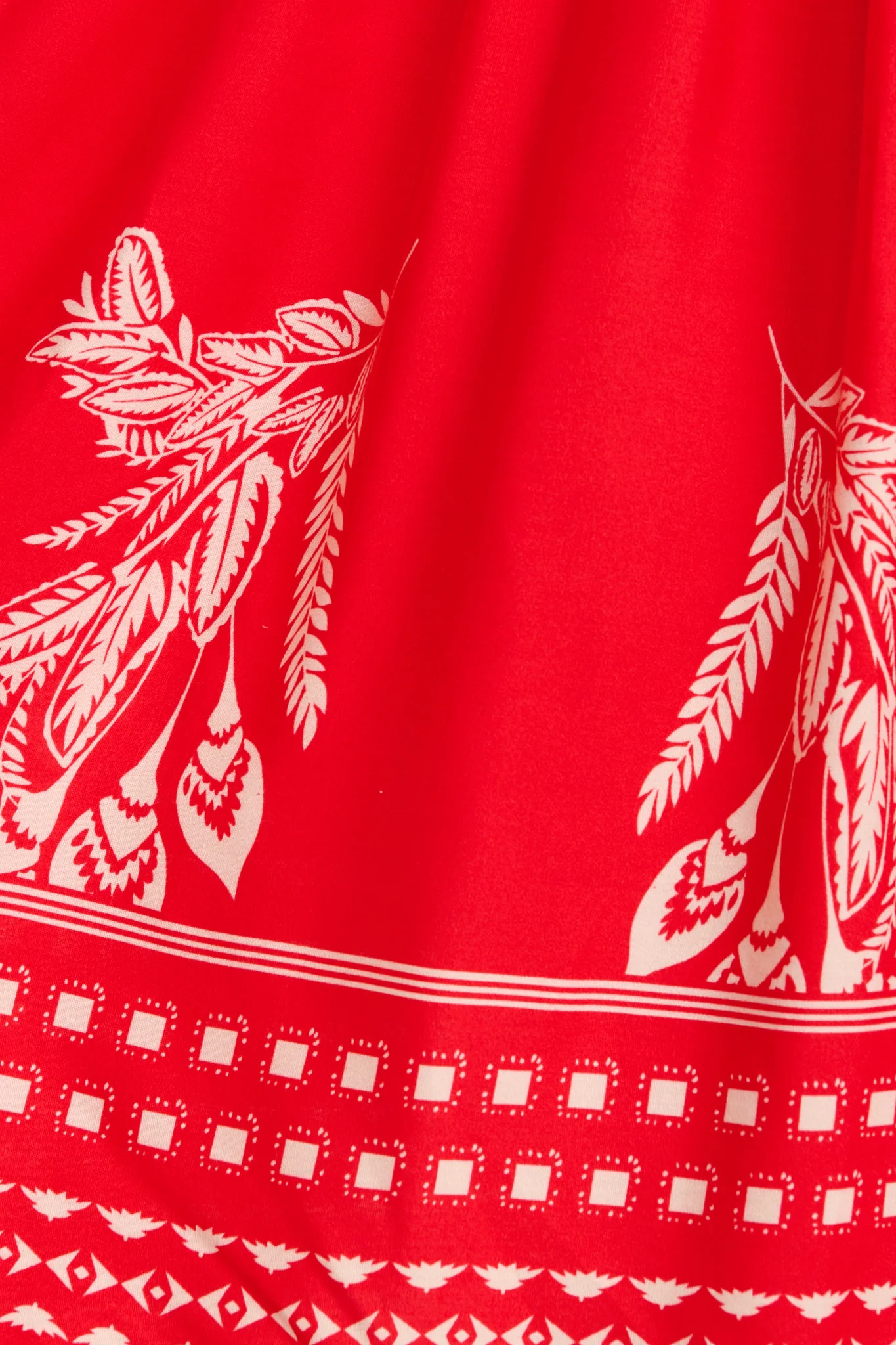 Elka Dress in Red with Cream Leaf Print - Image 6