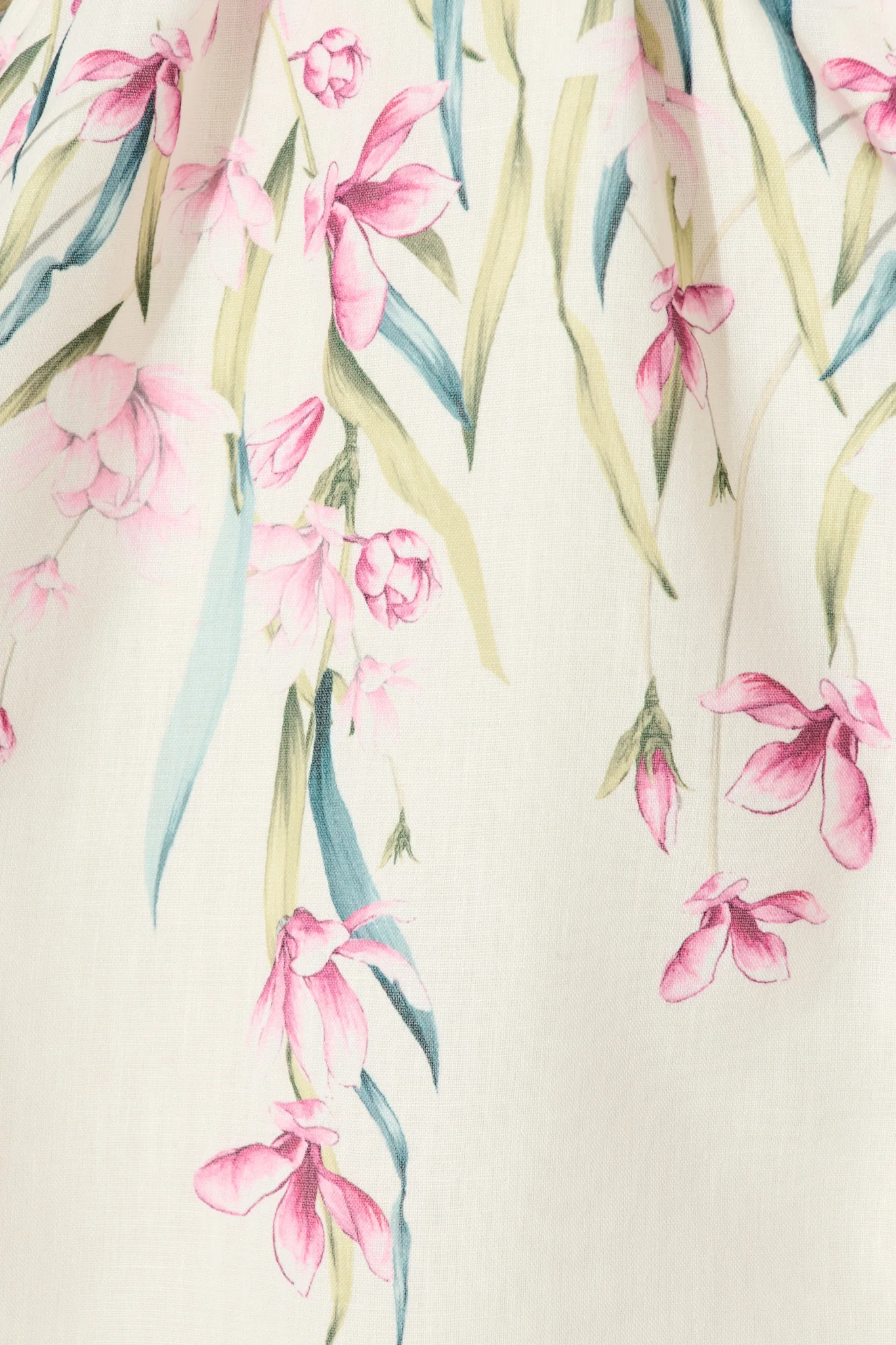 Elle Dress In White With Pink Floral Linen Blend - Image 5