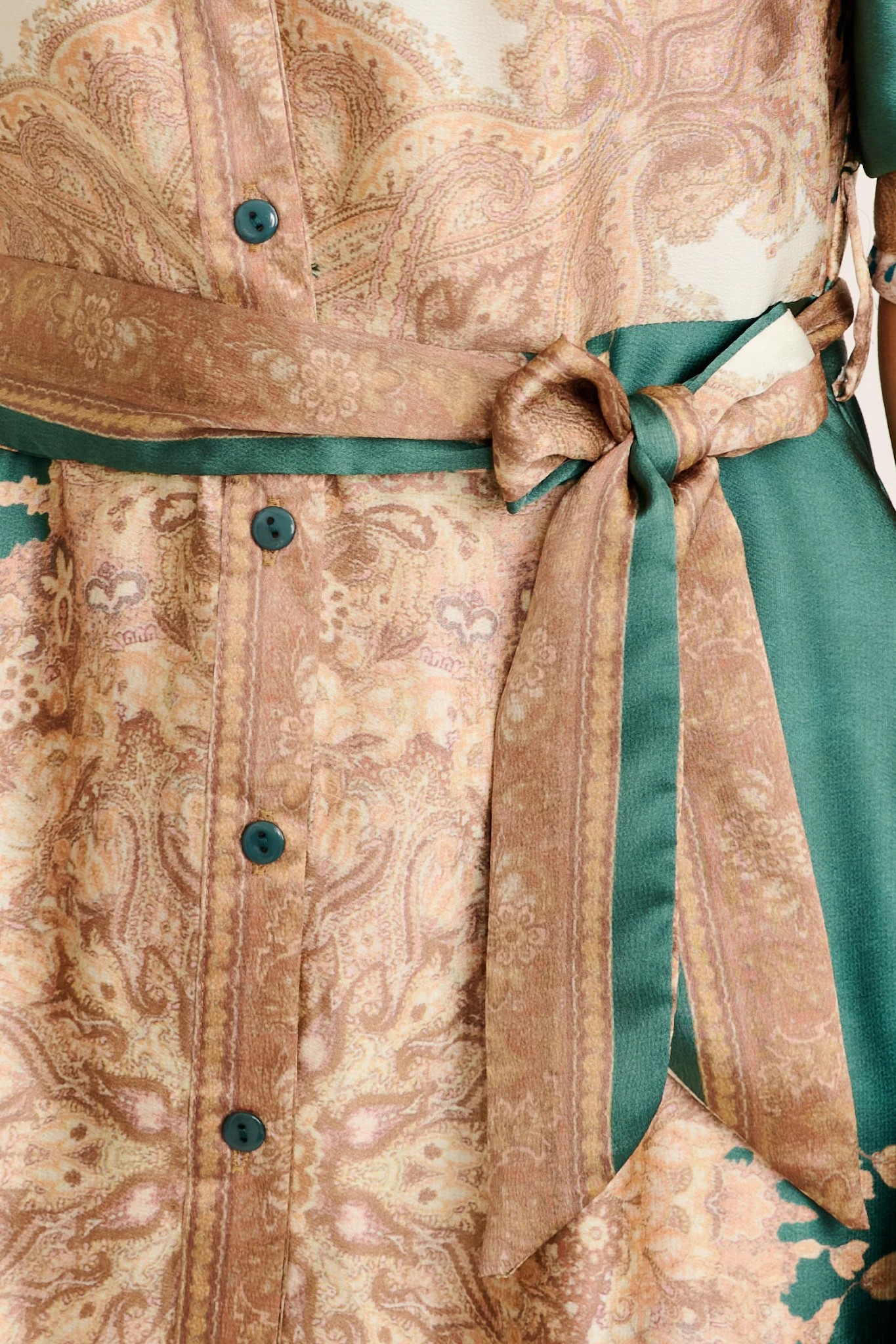 Ellen Midi Shirt Dress in Emerald with Multi Placement Satin - Image 6