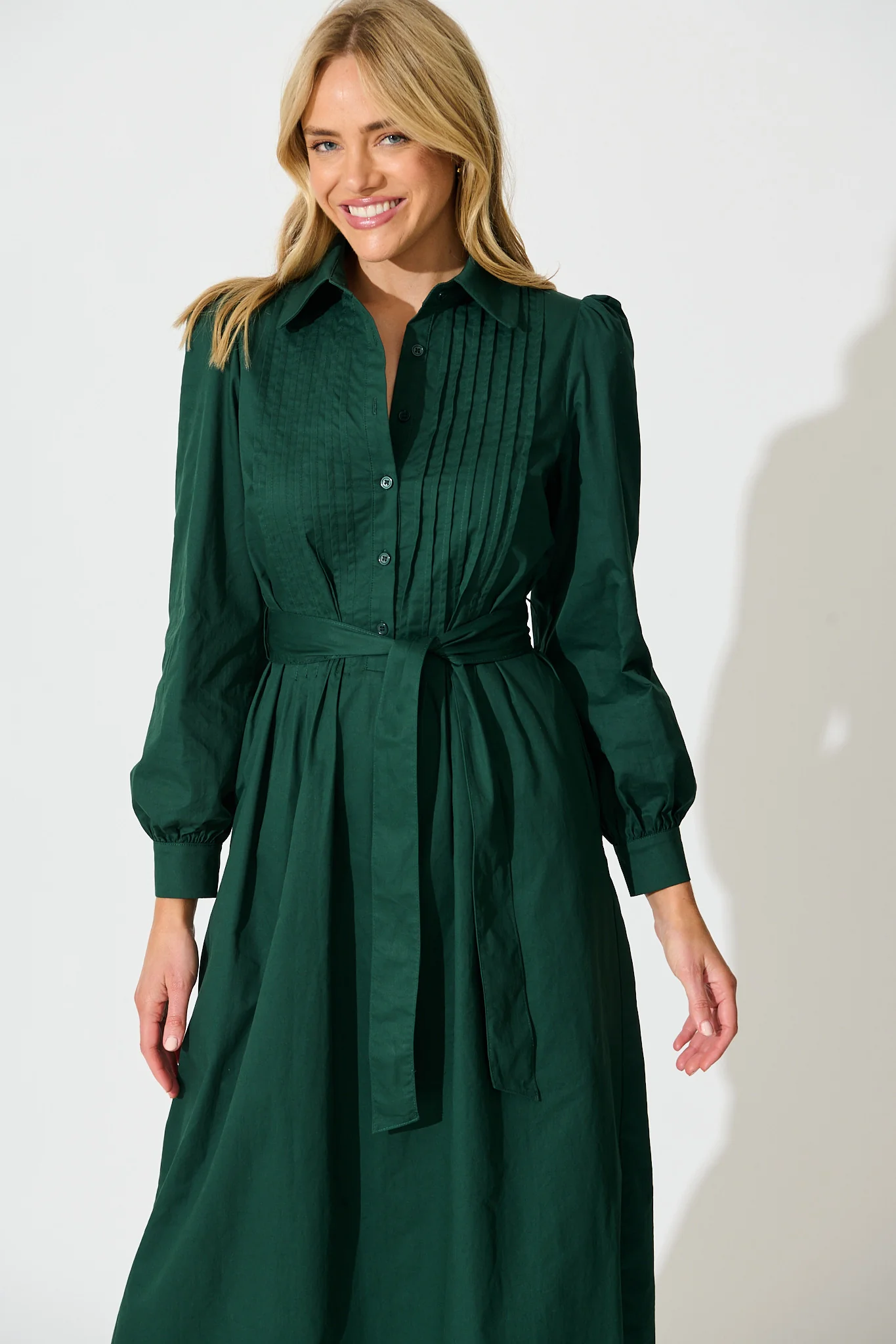 Ellery Midi Dress in Emerald Cotton - Image 2