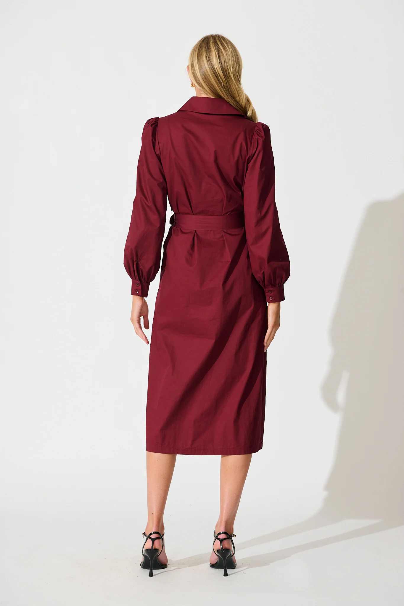 Ellery Midi Dress in Wine Cotton - Image 4