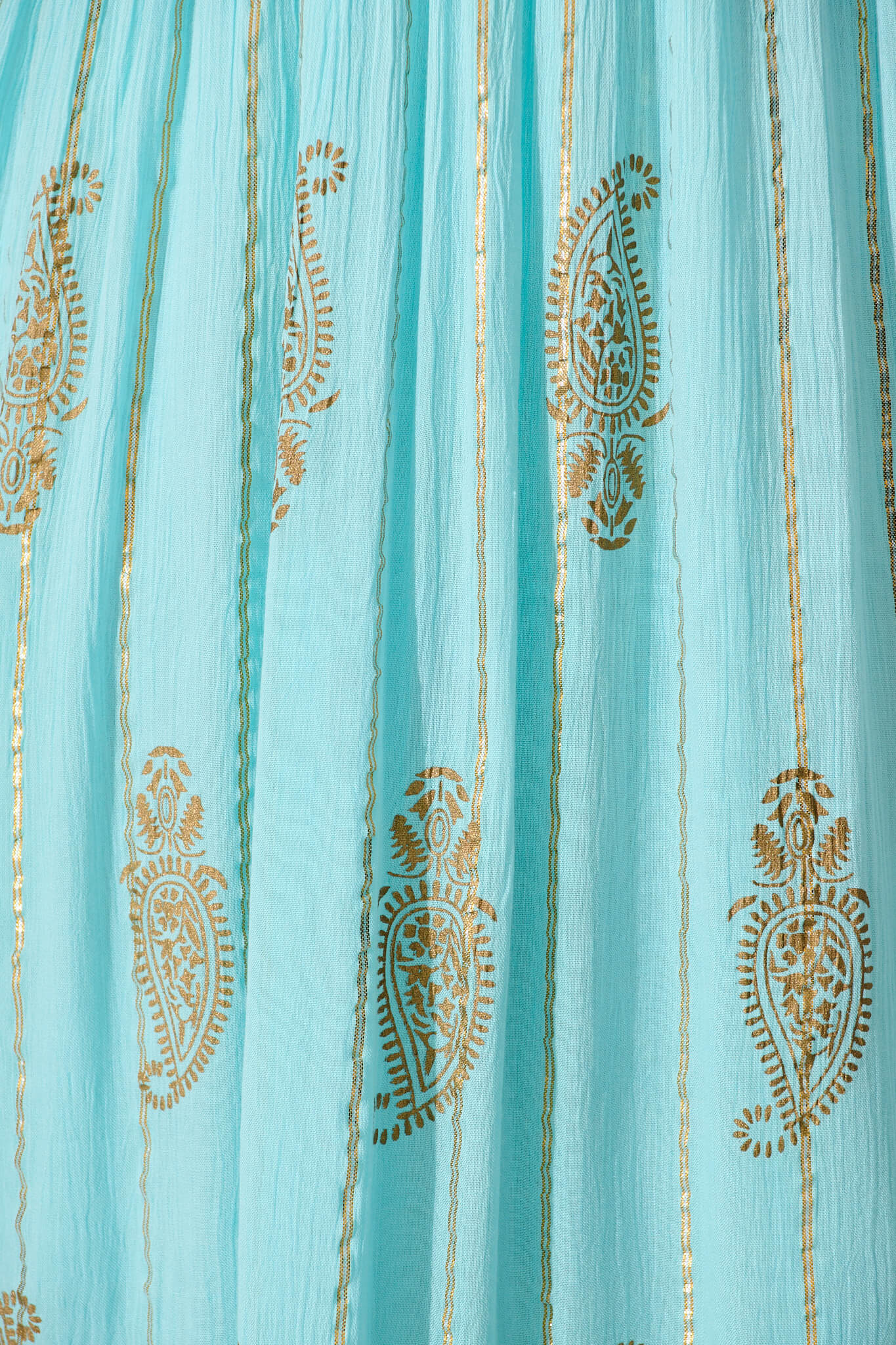 Ellie Maxi Dress in Aqua Blue with Gold Print - Image 6