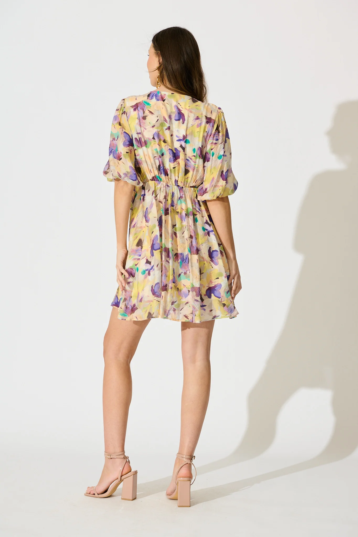 Elodie Bloom Dress in Mustard Multi Watercolour Floral - Image 4