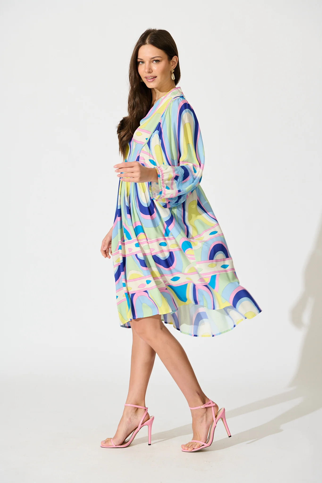 Elsey Smock Dress in Multi Print - Image 3