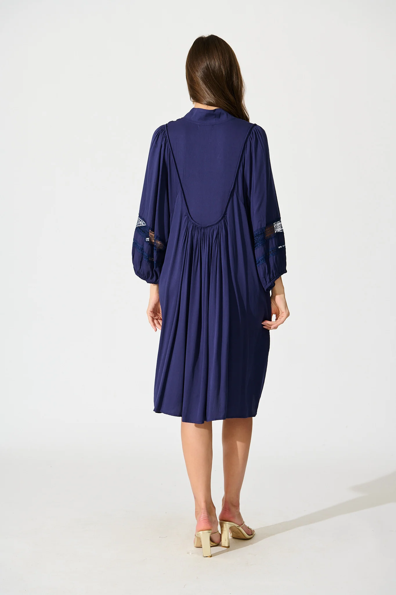 Elsey Smock Dress In Navy - Image 4
