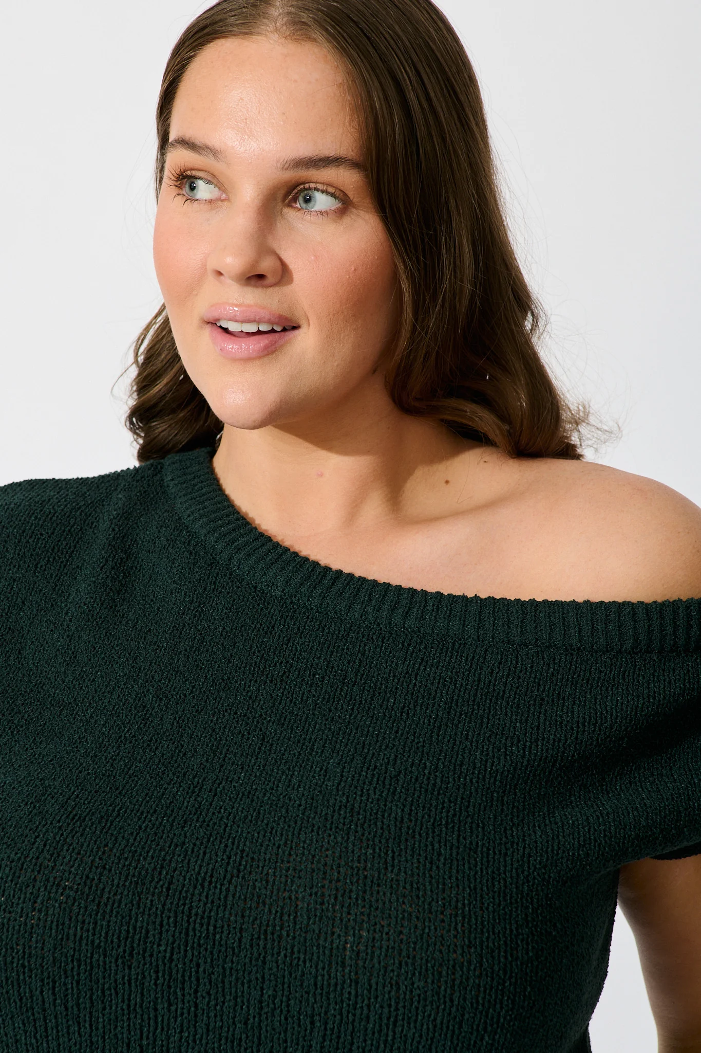 Elsie Knit Top in Emerald Cotton Blend - Image 10