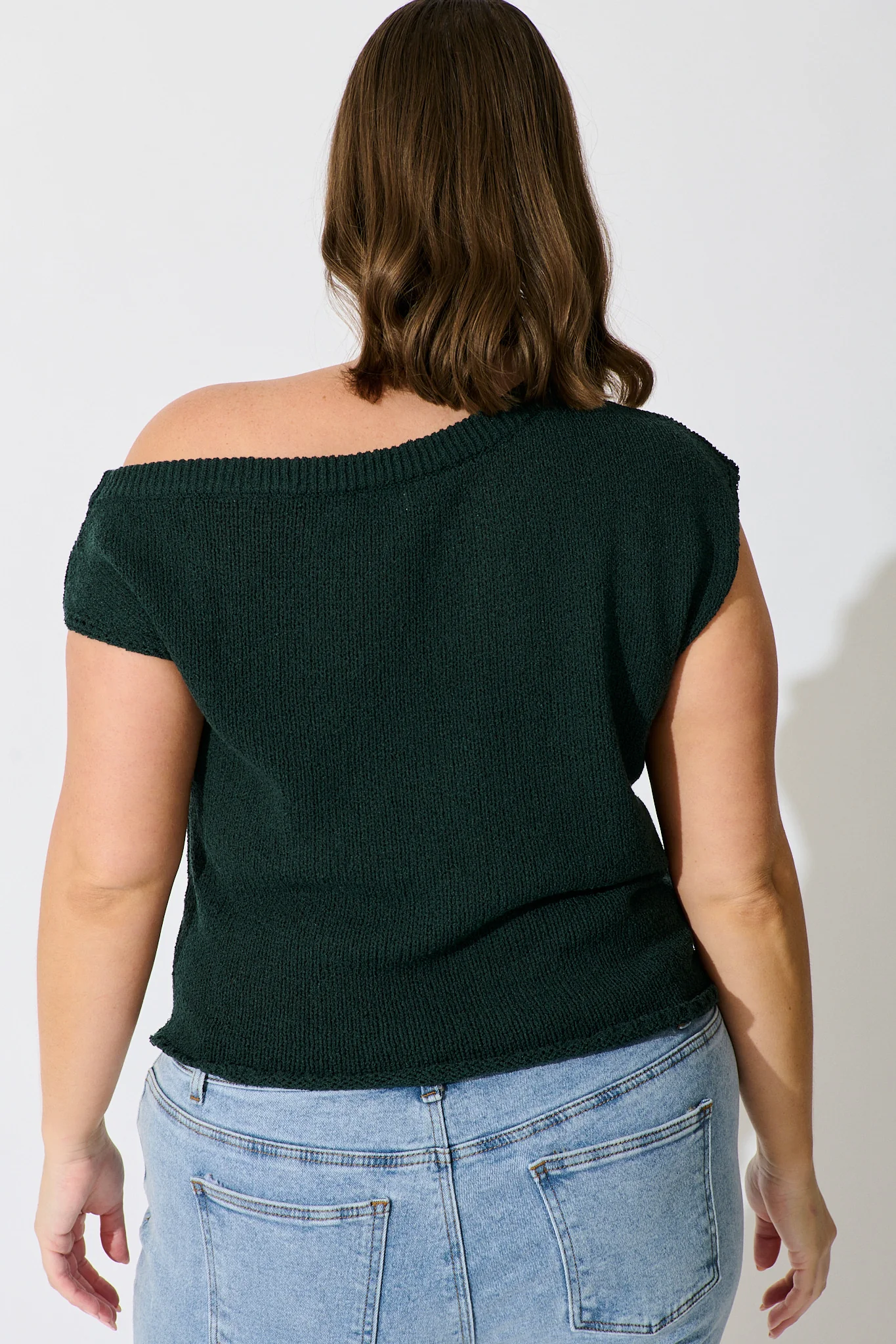 Elsie Knit Top in Emerald Cotton Blend - Image 9