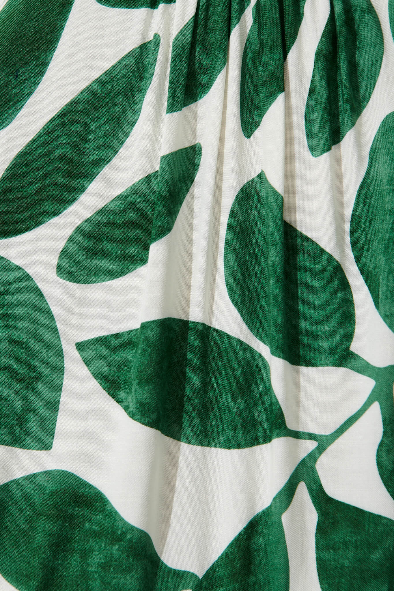 Emelyn Smock Dress In Cream With Green Leaf Print - Image 6