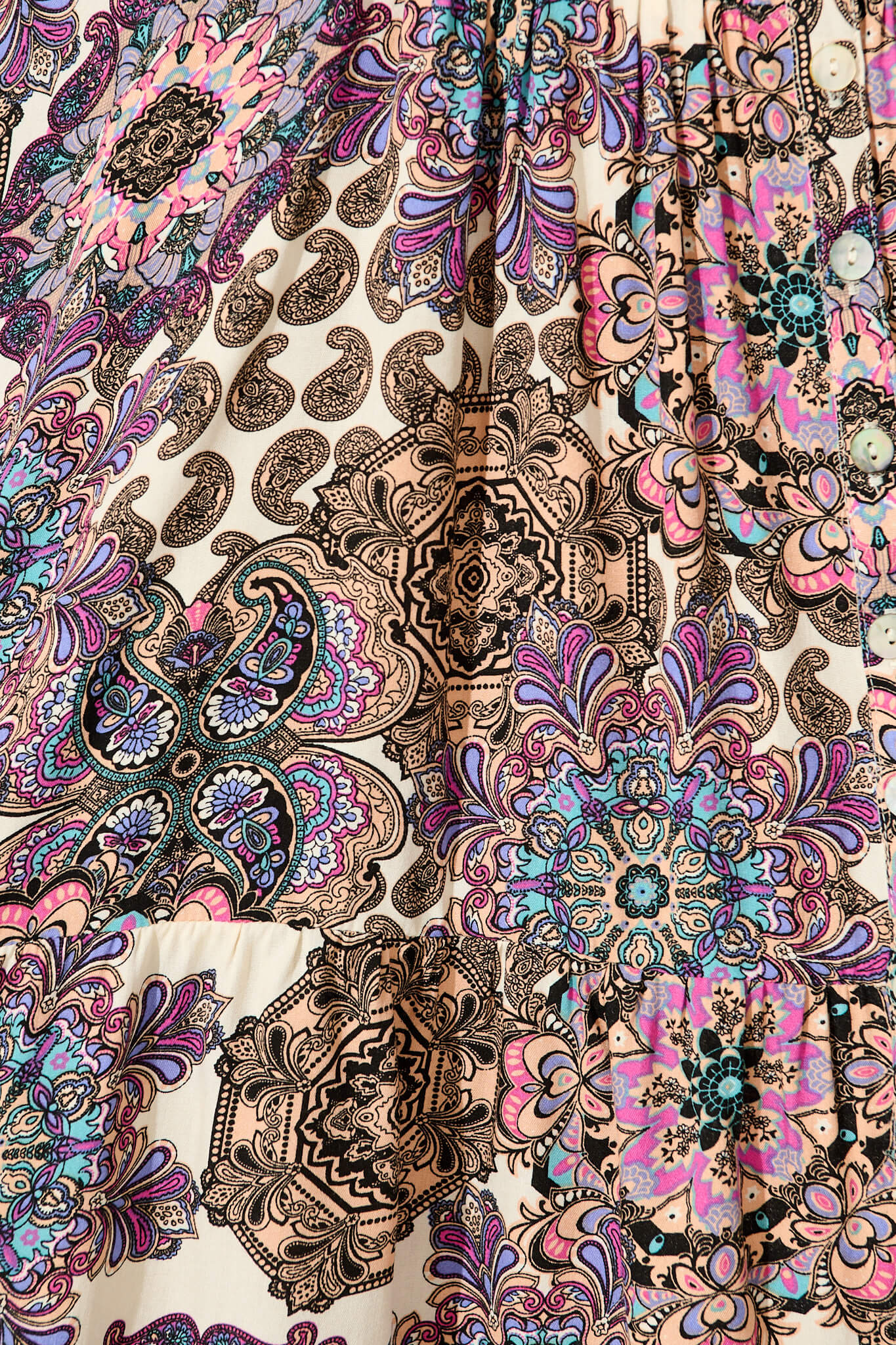 Emelyn Smock Dress In Cream With Purple Paisley - Image 6