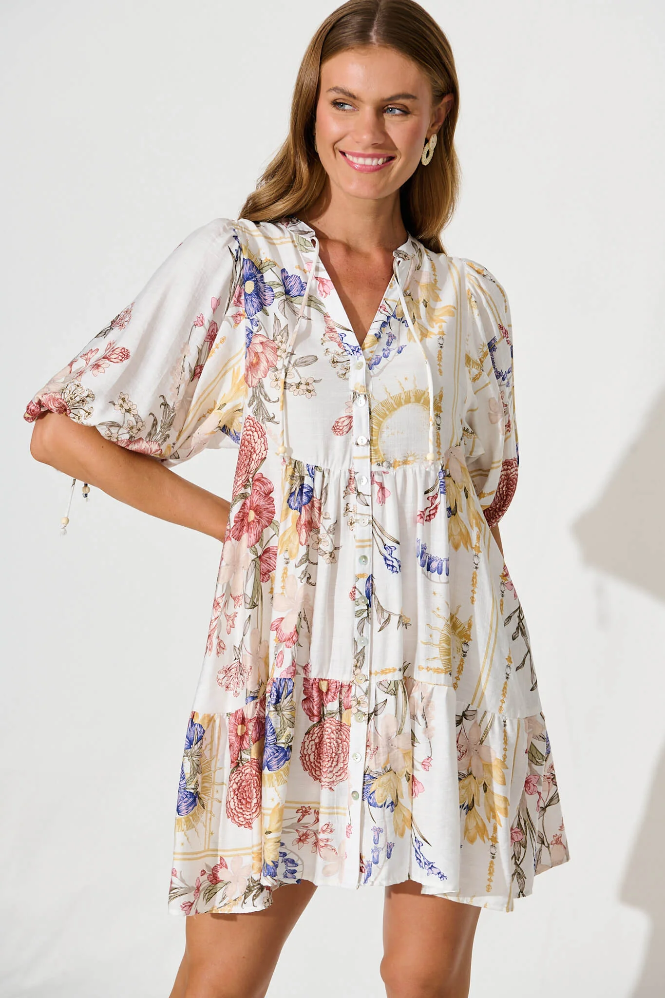 Emelyn Smock Dress In Vintage Floral Print - Image 2