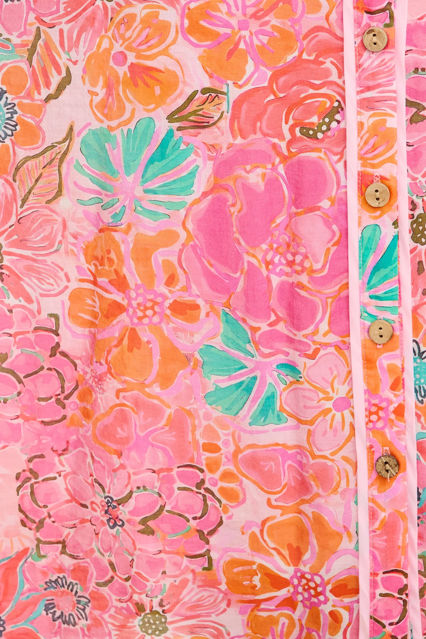 Enchanted Hour Midi Shirt Dress in Pink Floral Cotton Blend - Image 6