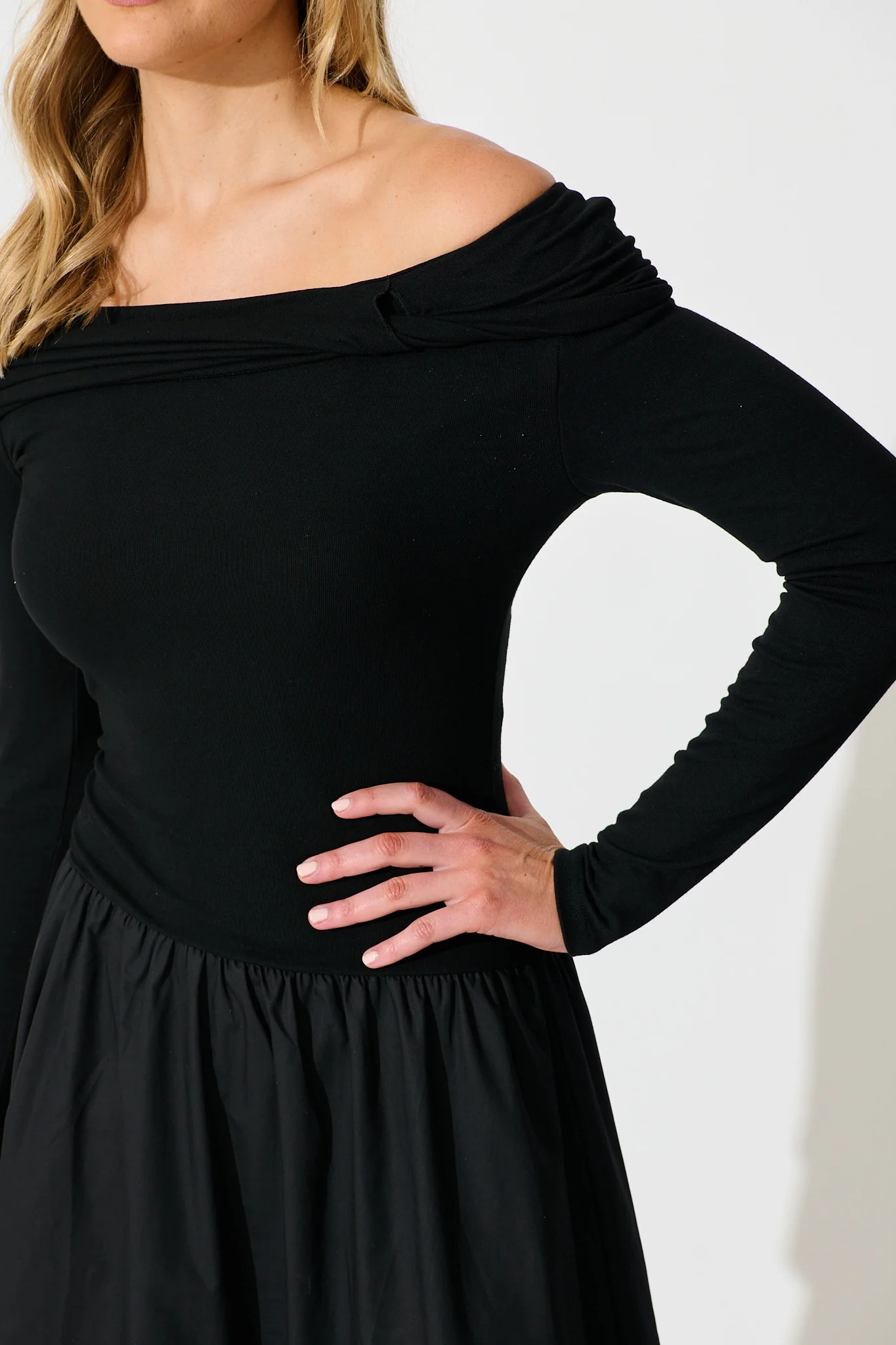 Endless Desire Off Shoulder Maxi Dress in Black - Image 5