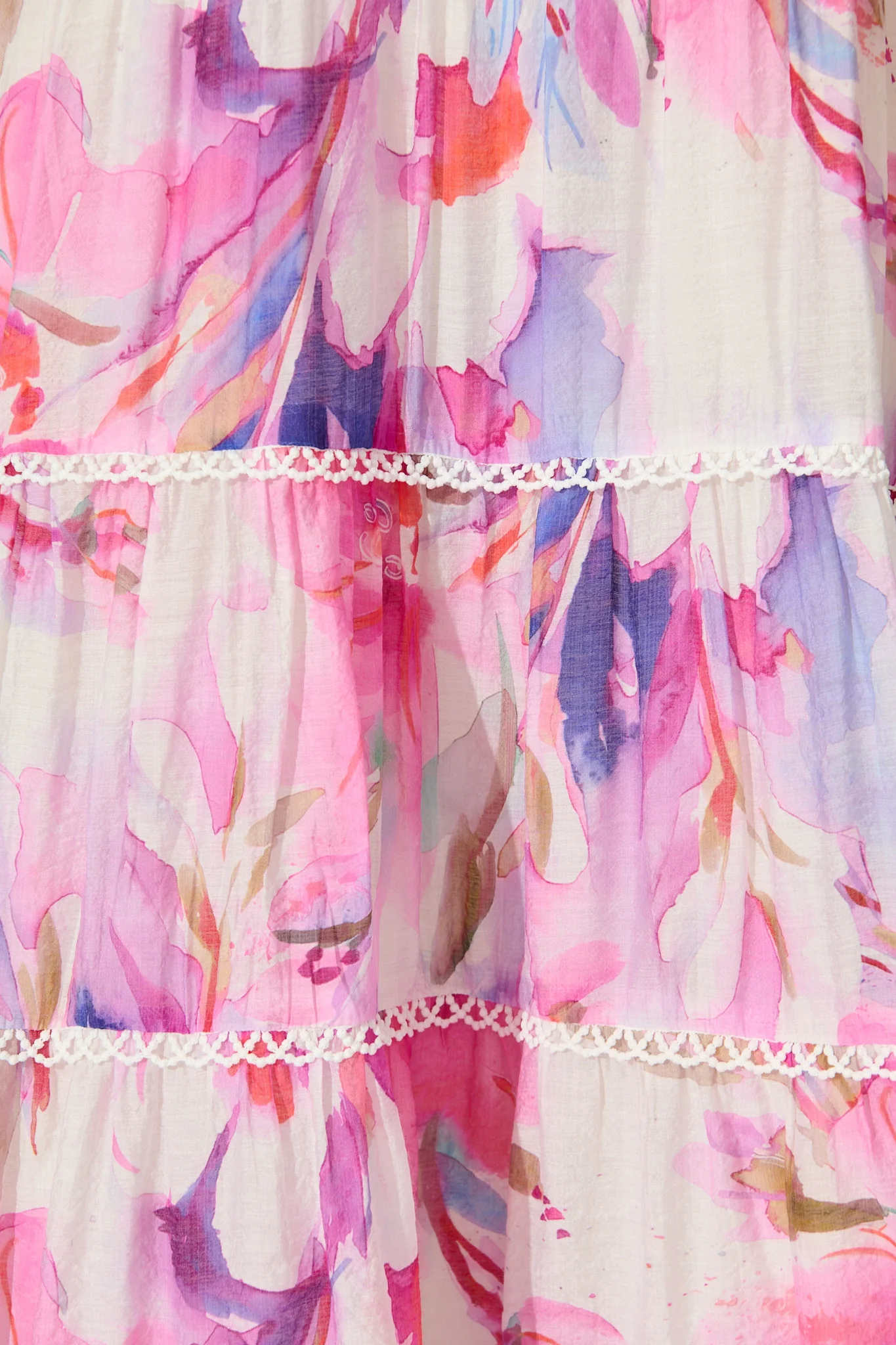 Enrika Maxi Dress in White with Pink Watercolour - Image 6