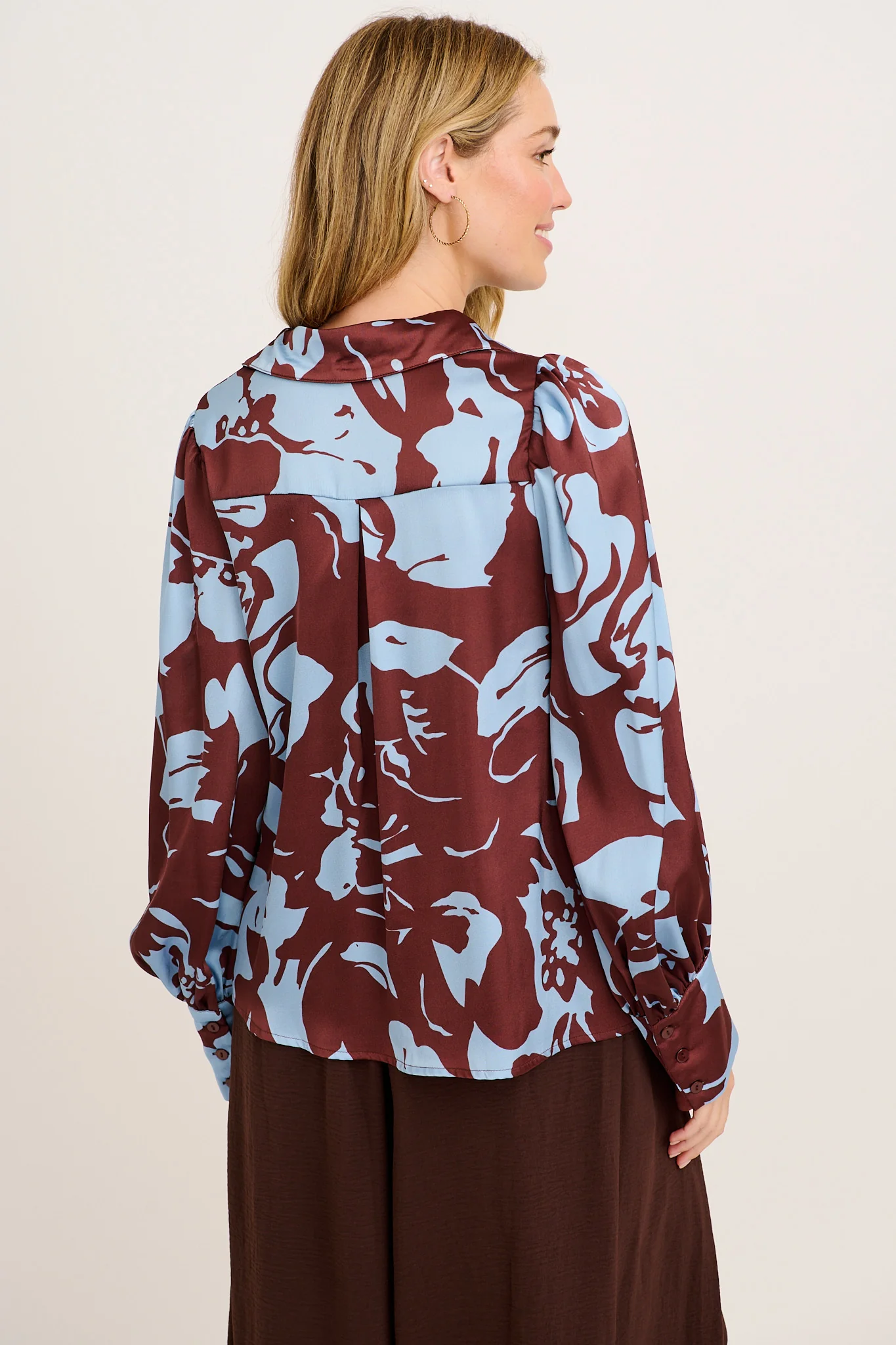 Errands Shirt in Chocolate with Blue Print - Image 3