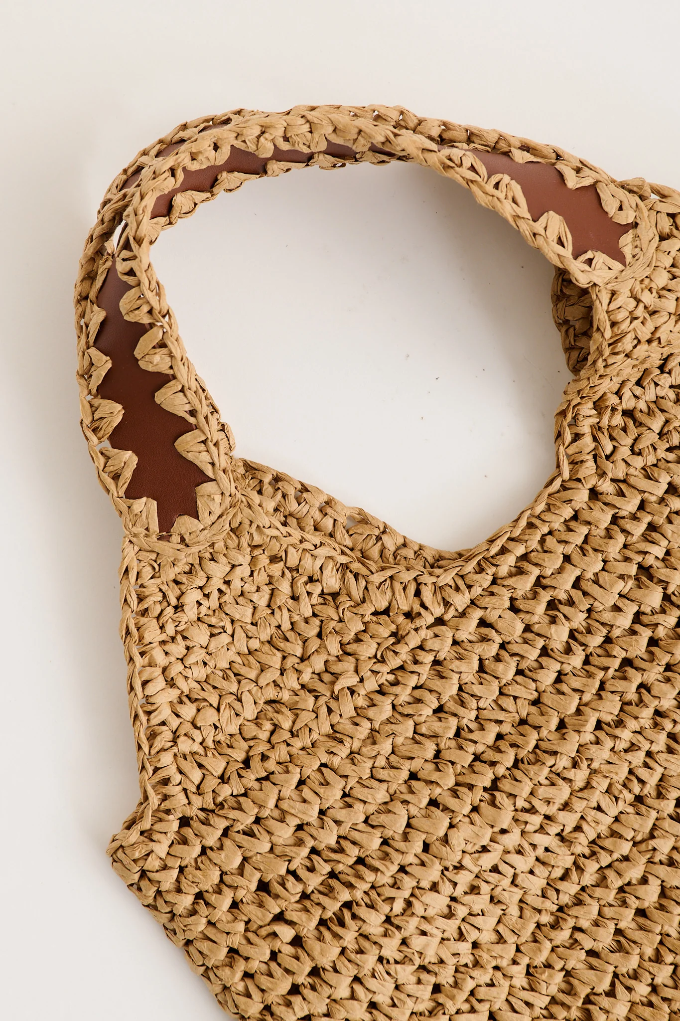 Esme Woven Bag in Natural with Pattern Trim - Image 6