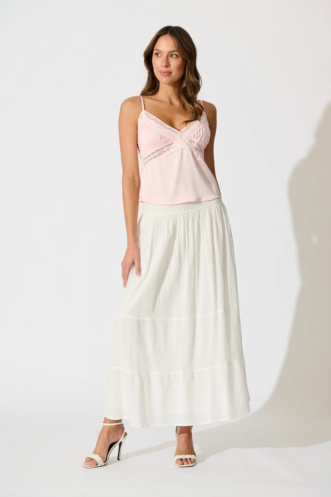 Esta Lace Cami Top in Pink Satin - Image 4