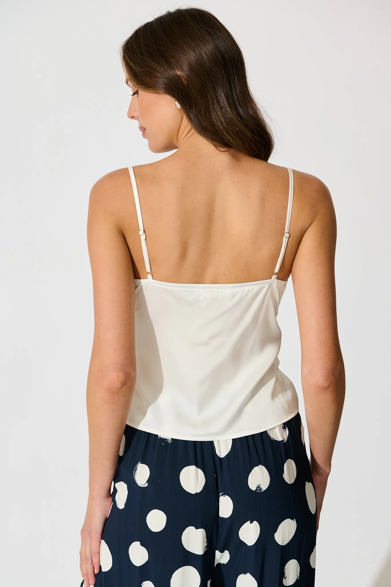 Esta Lace Cami Top in White Satin - Image 3