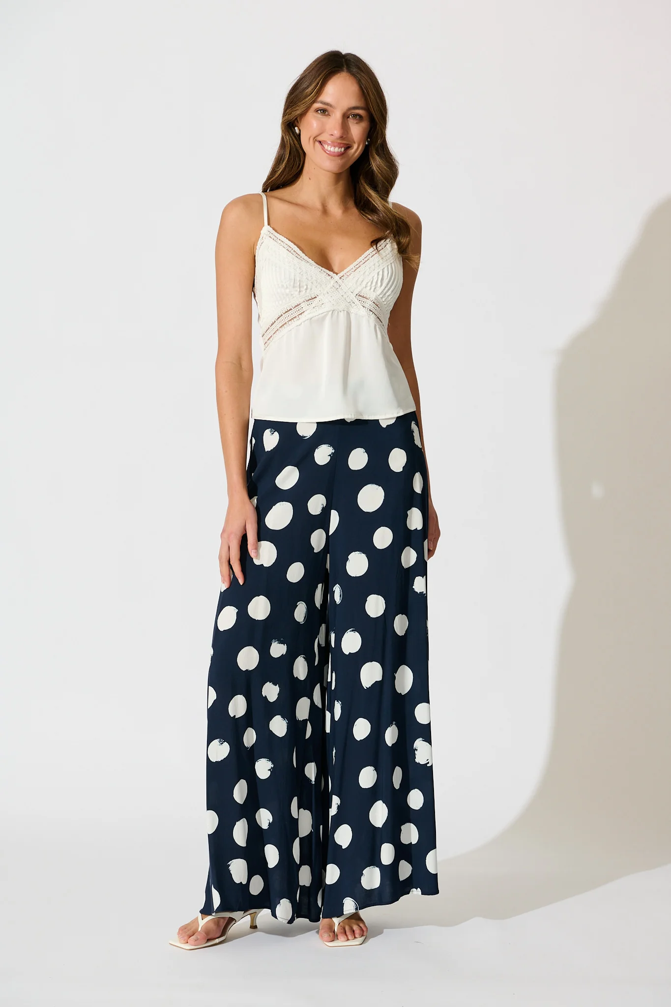 Esta Lace Cami Top in White Satin - Image 4
