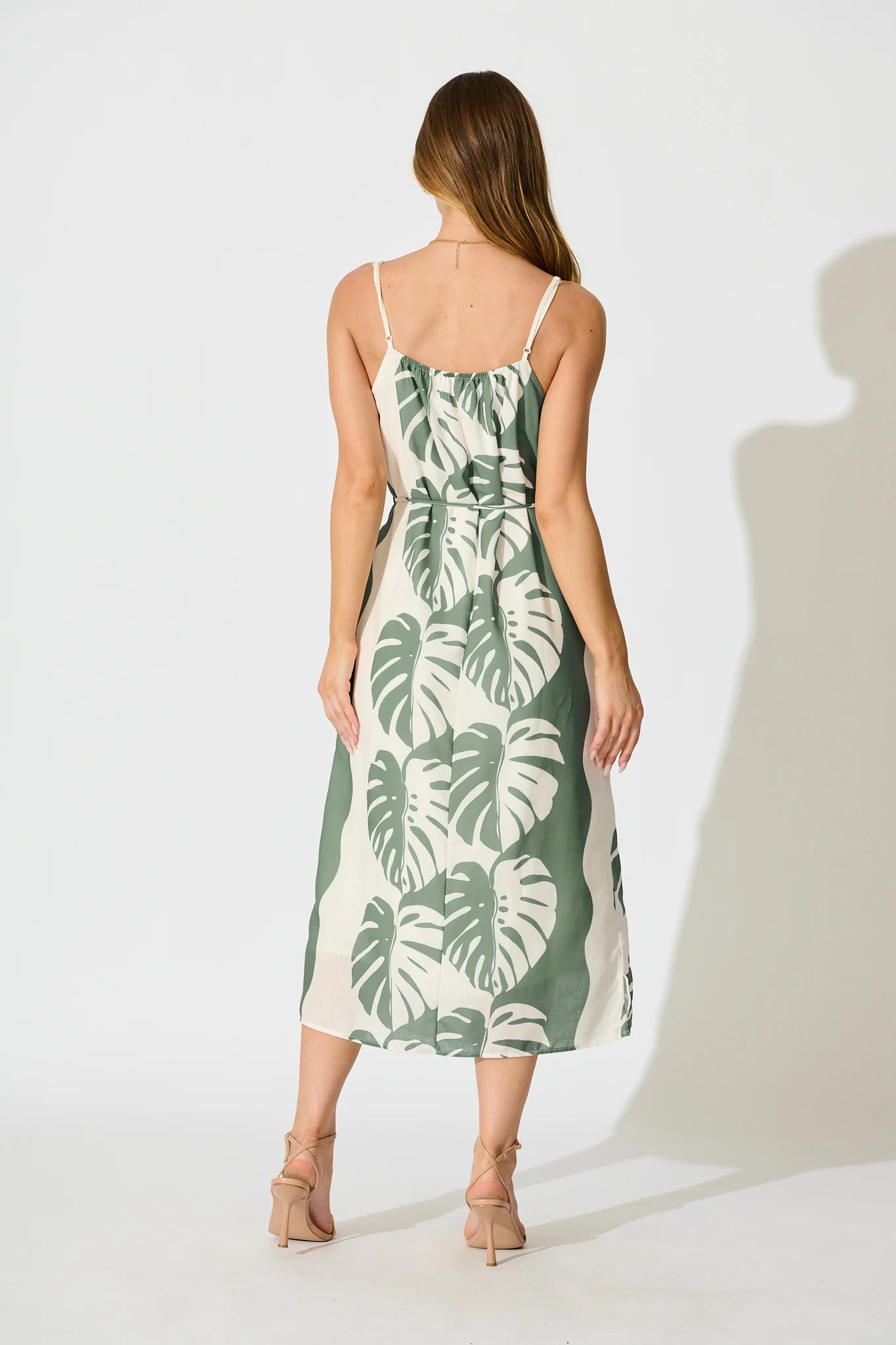 Ettalie Maxi Sundress in Green Palm Print - Image 4