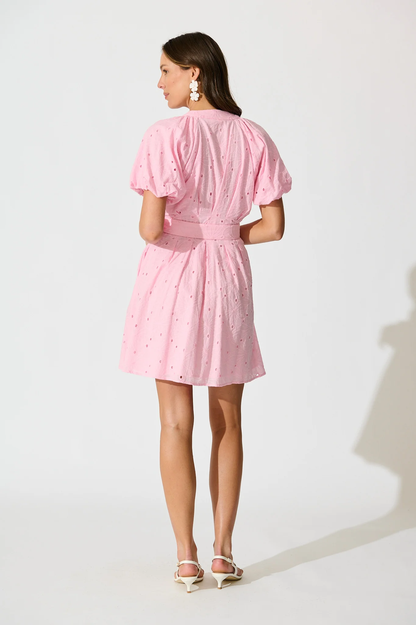 Eugena Dress in Pink Broderie Cotton - Image 4