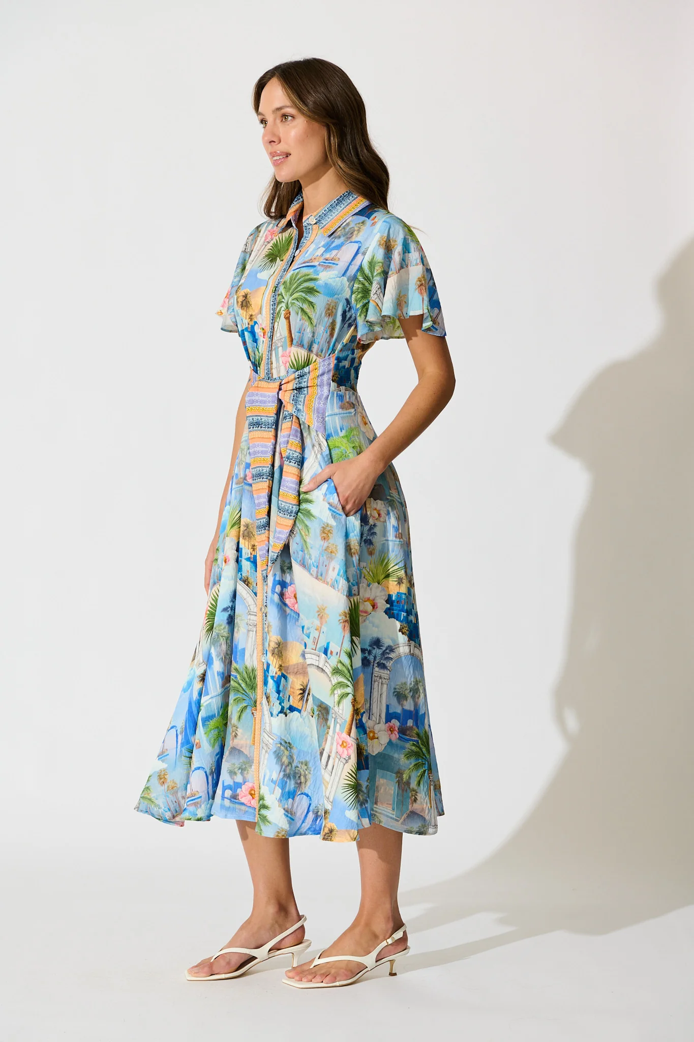 Eulalia Midi Dress in Blue Multi Print - Image 3