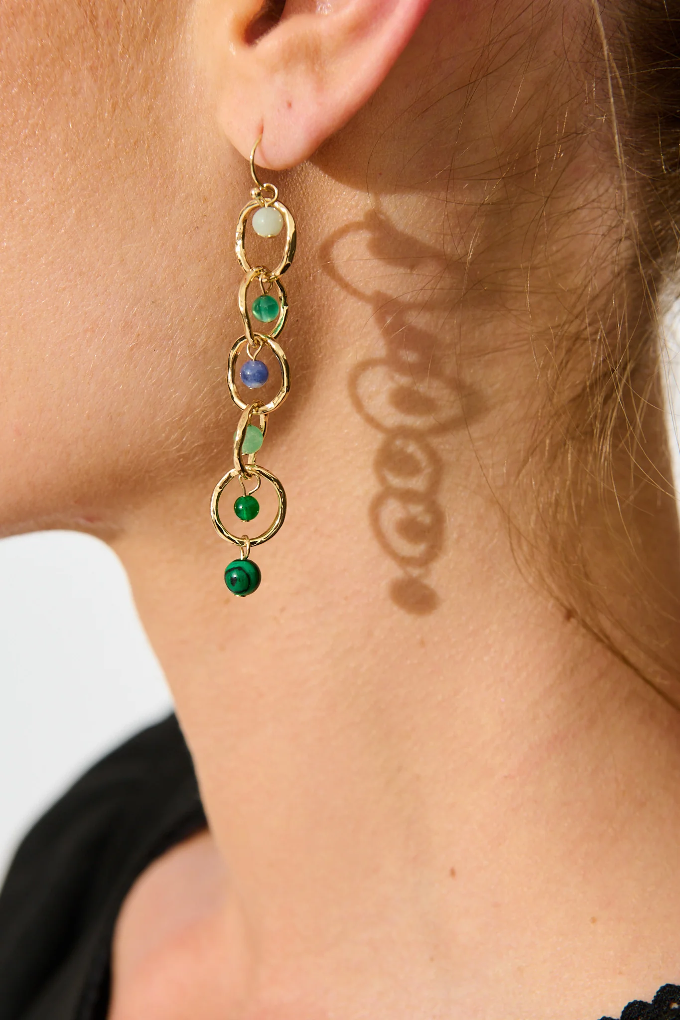 Eva Drop Earrings in Multi Green