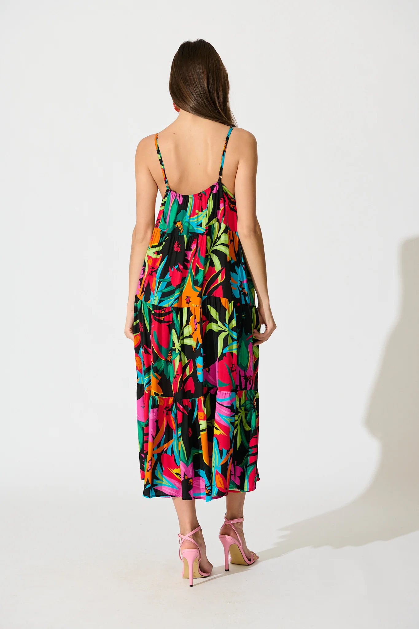 Evangelina Maxi Sundress In Black Multi Floral - Image 4