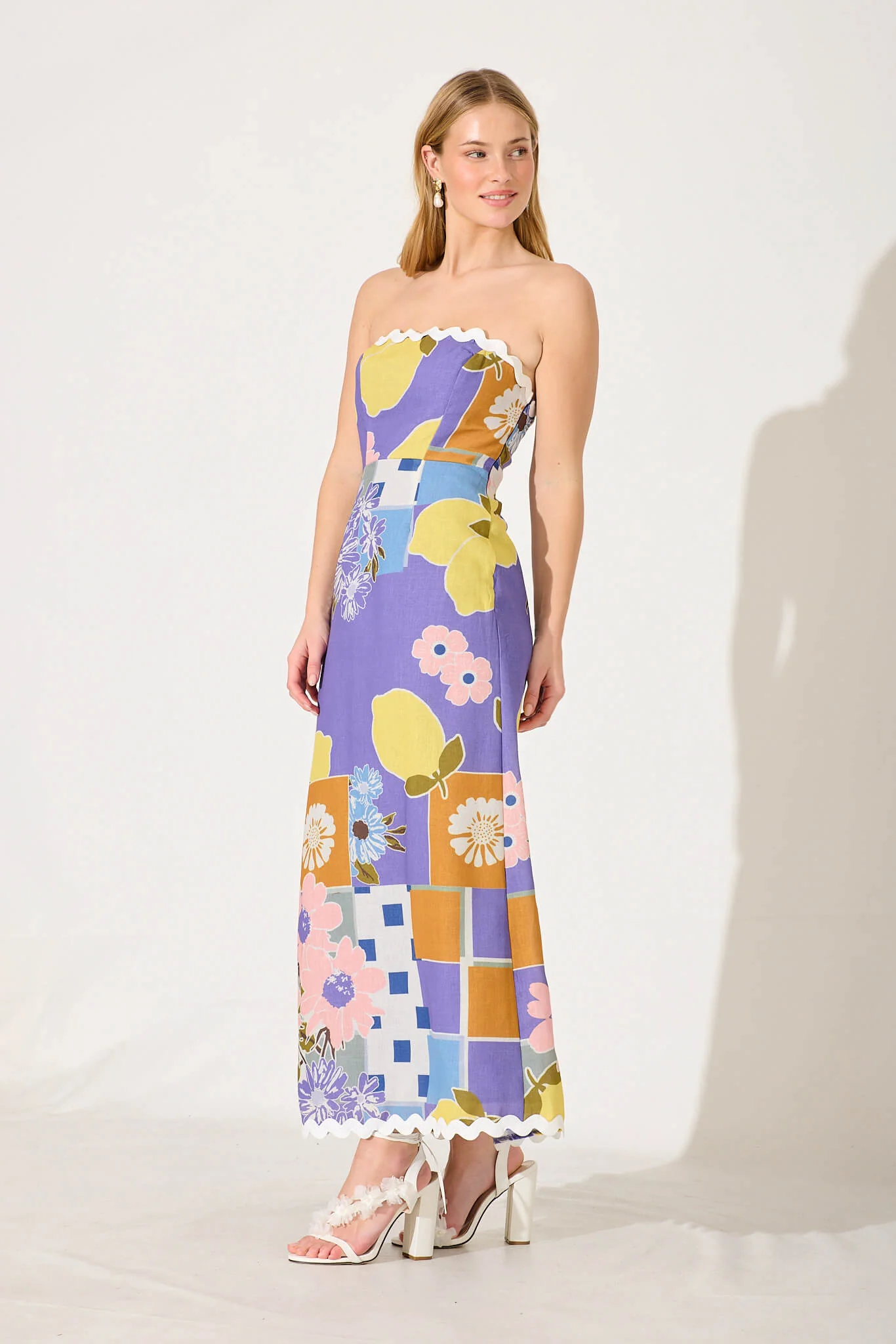 Everspring Maxi Dress In Lilac Multi With Ric Rac Trim - Image 3