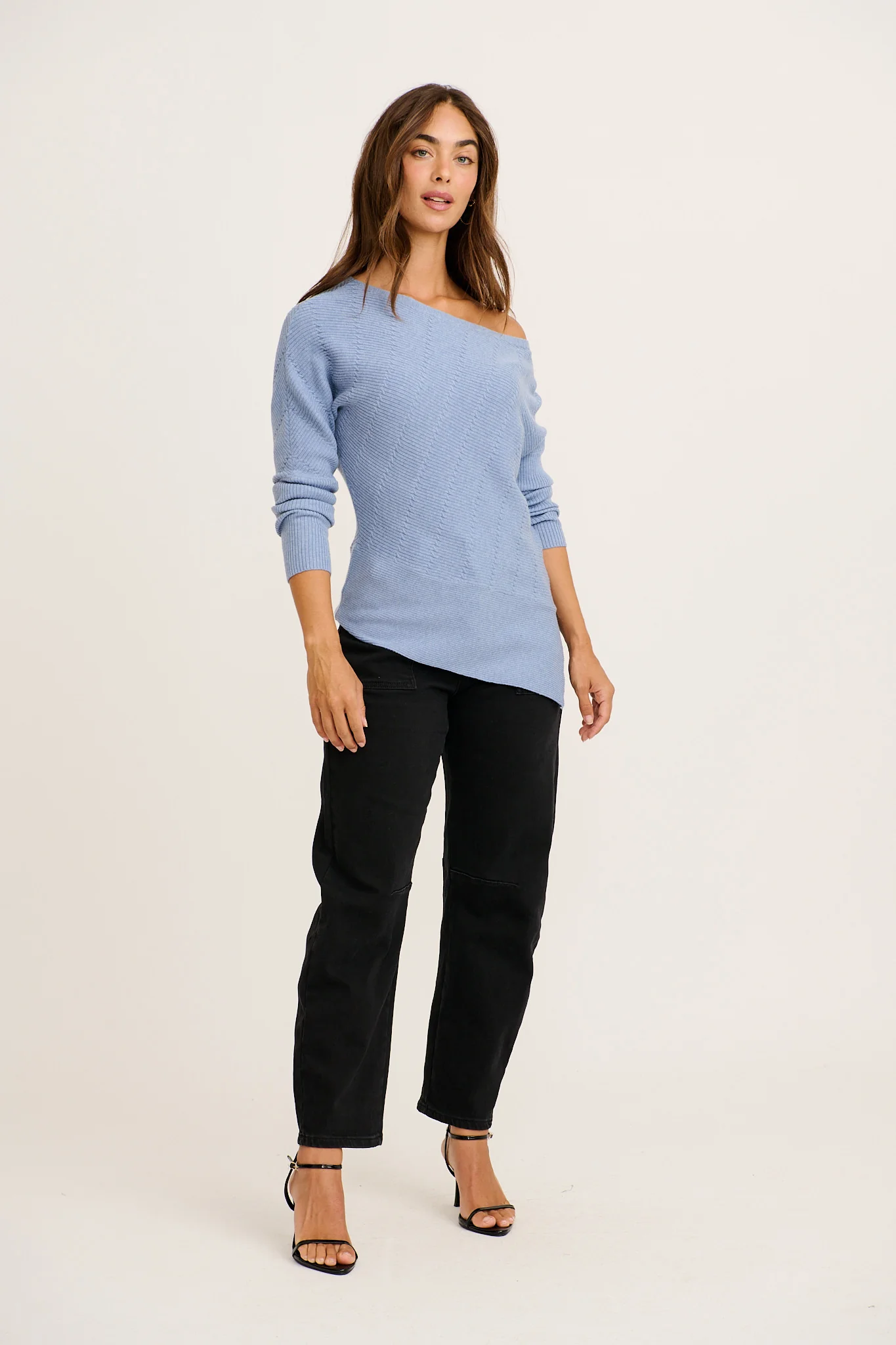 Evolution High Rise Barrel Leg Jean in Black Denim - Image 4