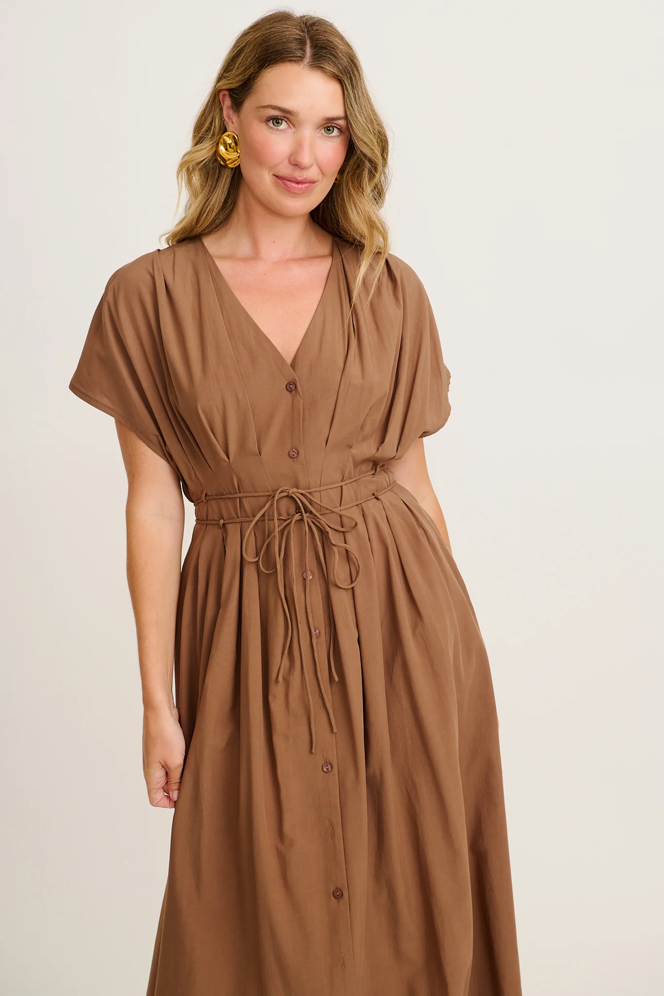 Excella Maxi Dress in Chocolate Tencel Cotton - Image 2