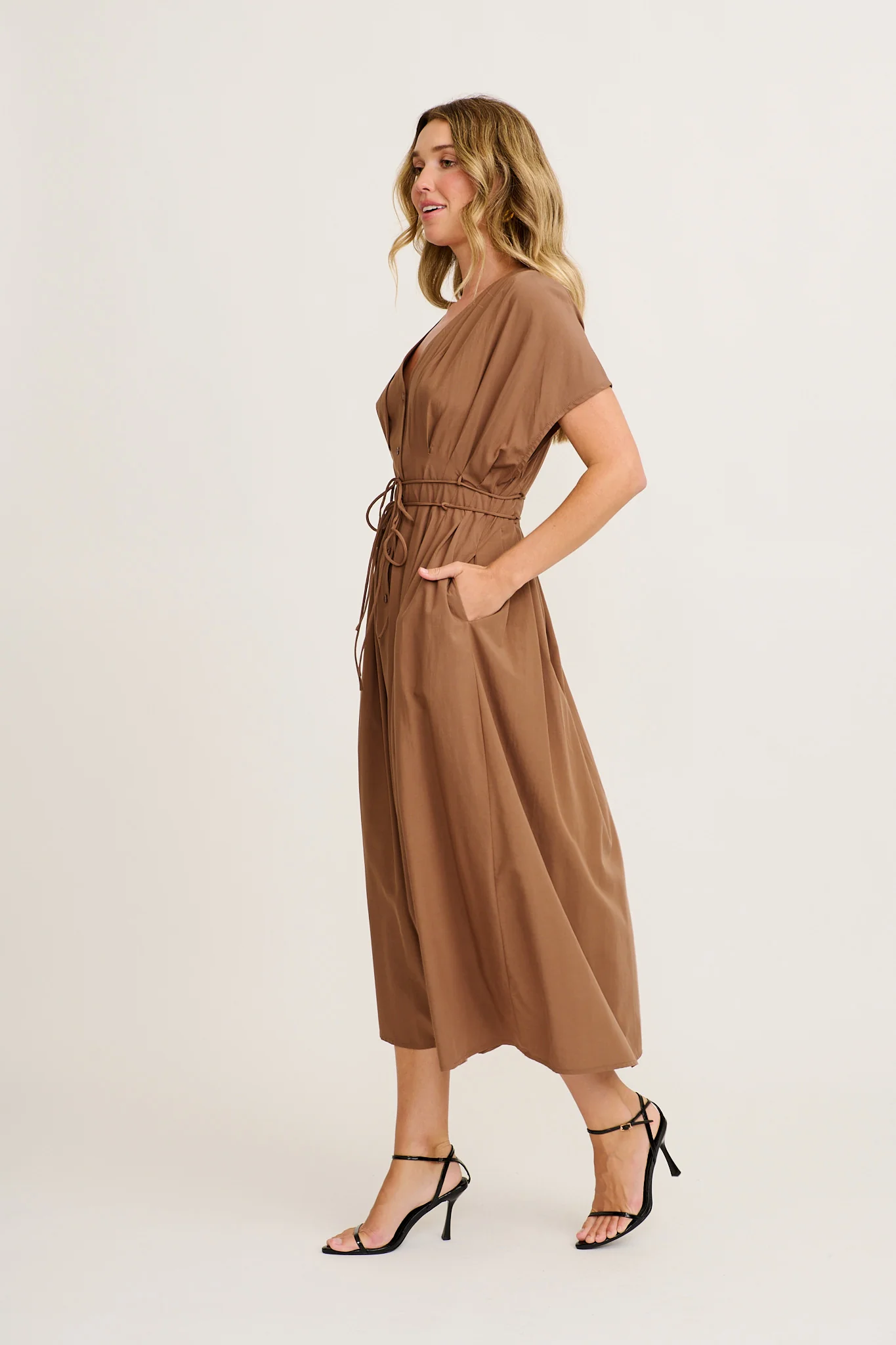 Excella Maxi Dress in Chocolate Tencel Cotton - Image 3