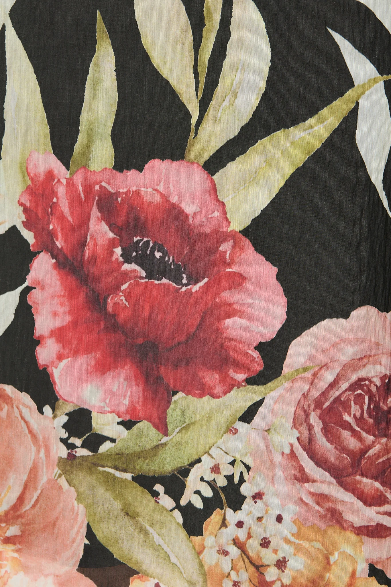 Faelina Maxi Skirt in Black with Floral Print Linen Blend - Image 6