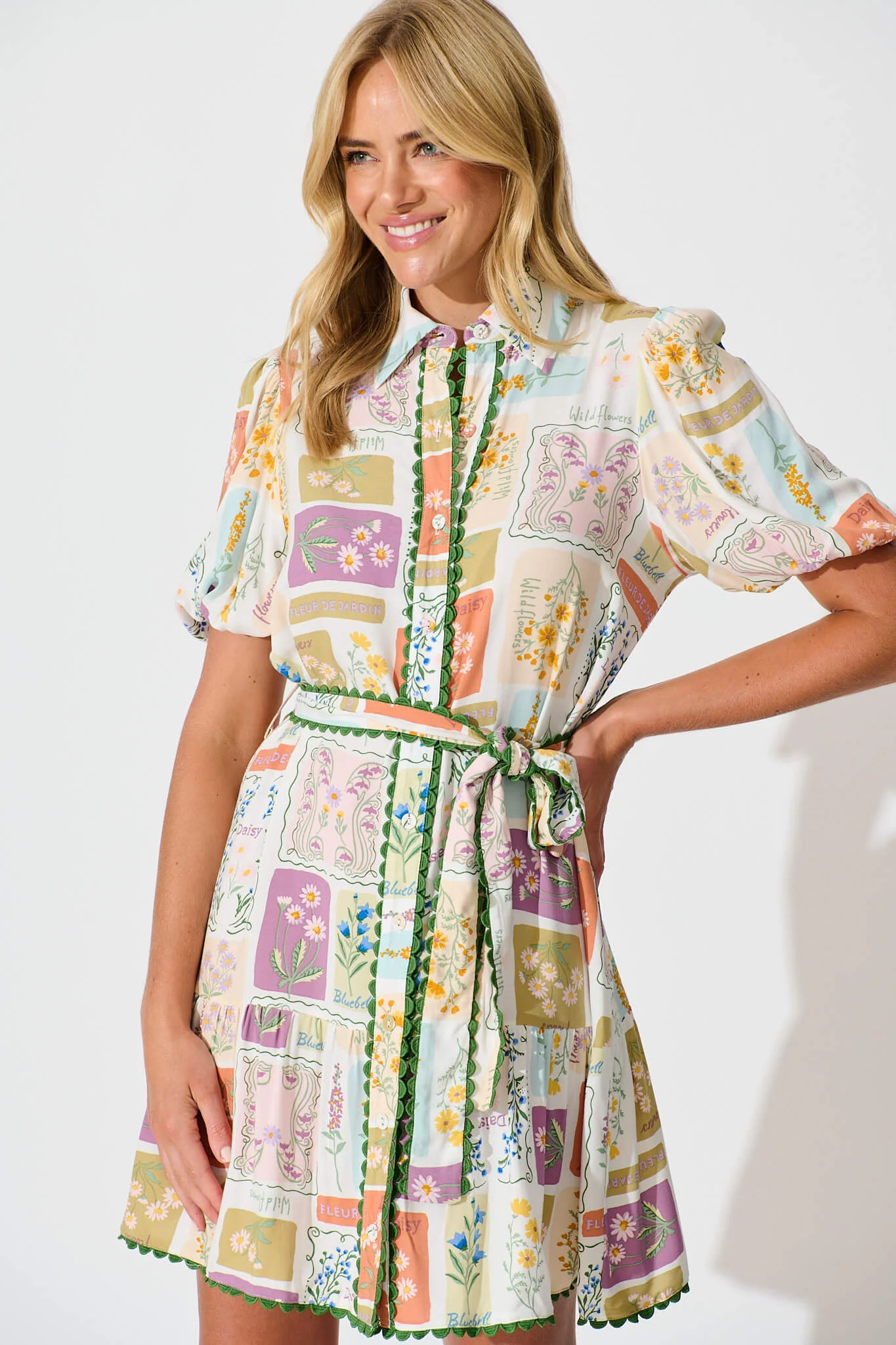Fairytales Shirt Dress In Daisy Patchwork Print - Image 2