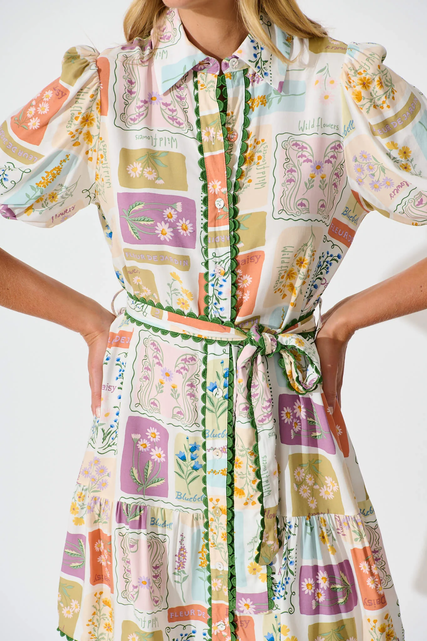 Fairytales Shirt Dress In Daisy Patchwork Print - Image 5