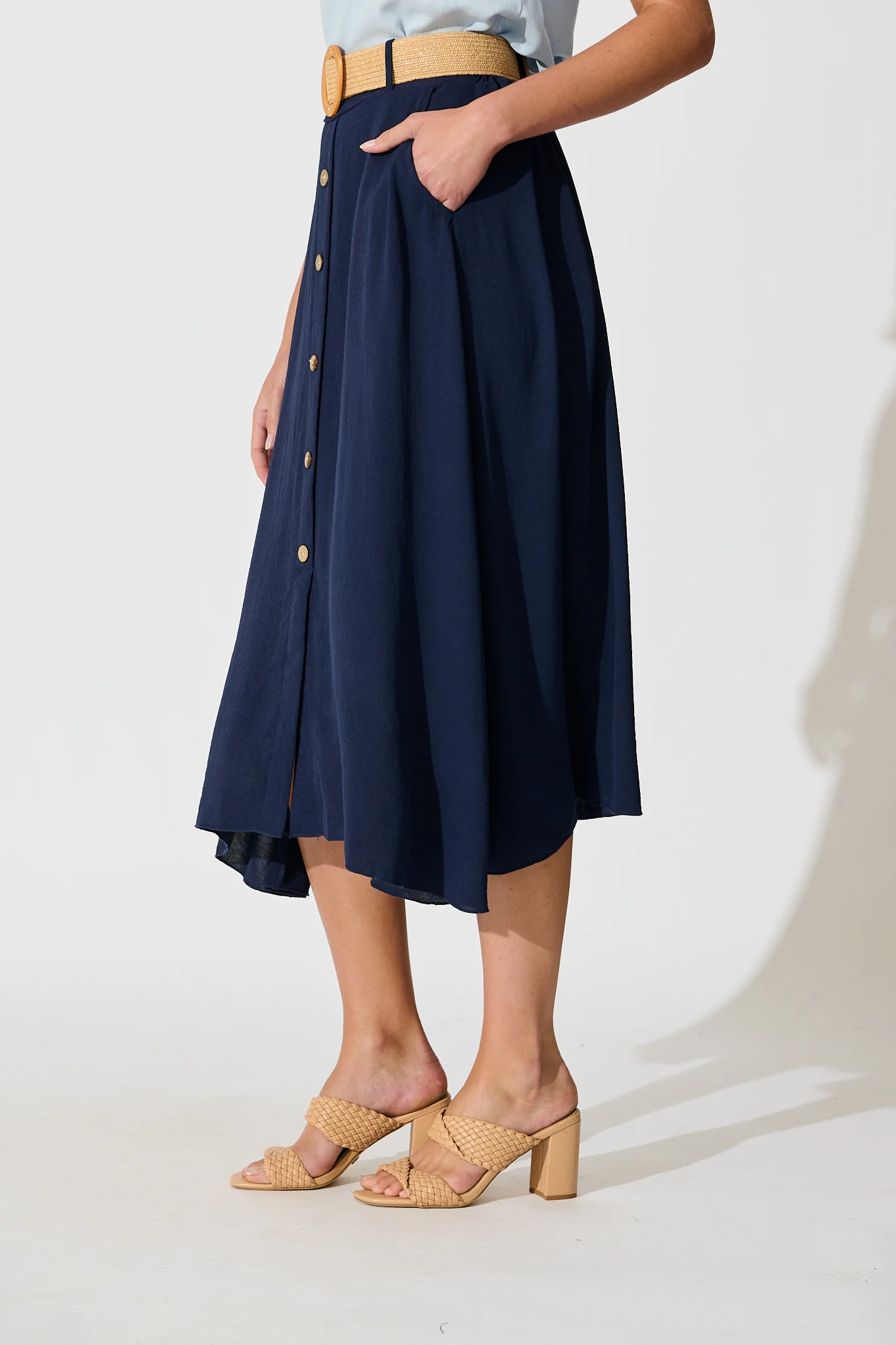 Fawn Maxi Skirt with Belt in Navy - Image 2